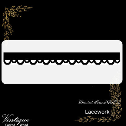 Wooden Lacework Border-Beaded Loop (LW52) 115mm x 1050mm