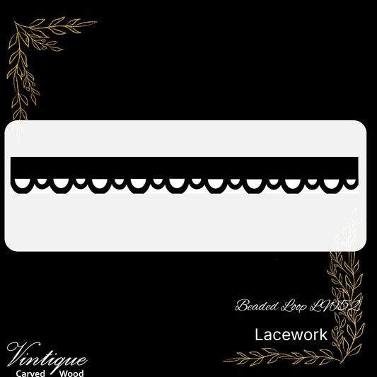 Wooden Lacework Border-Beaded Loop (LW52) 115mm x 1050mm