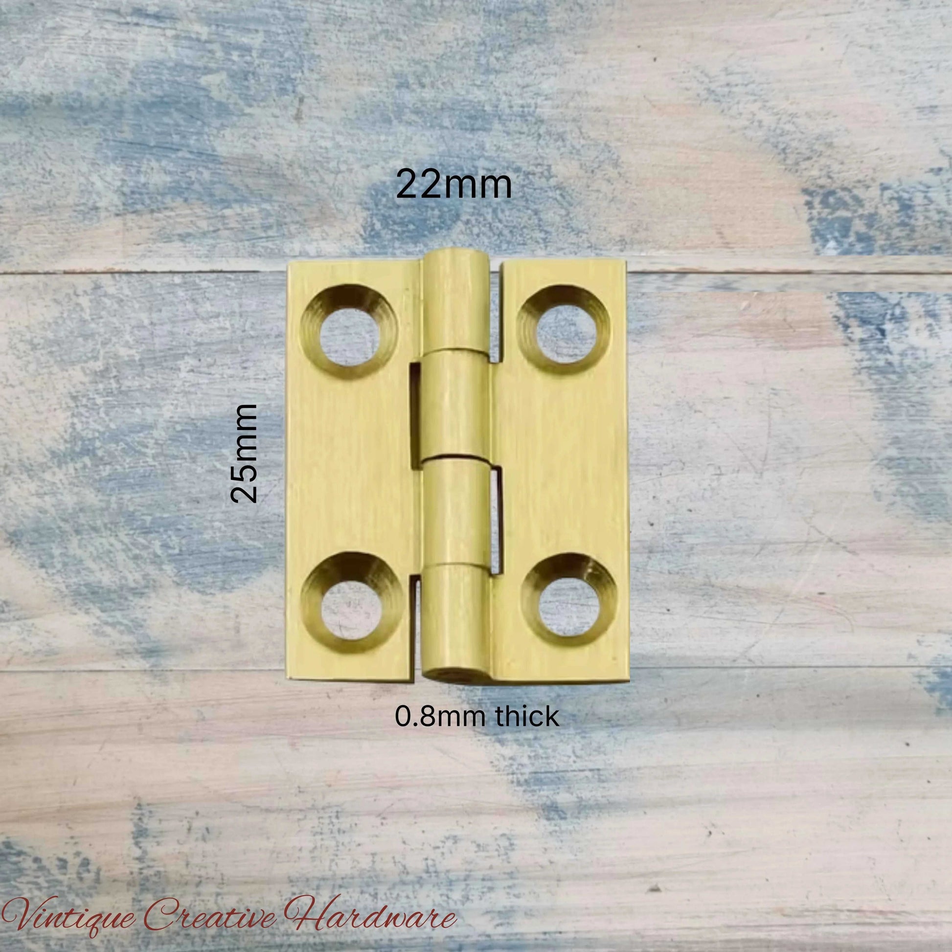 Solid Brass Fixed Pin Butt hinge for cabinets 25mm high - Vintique Concepts