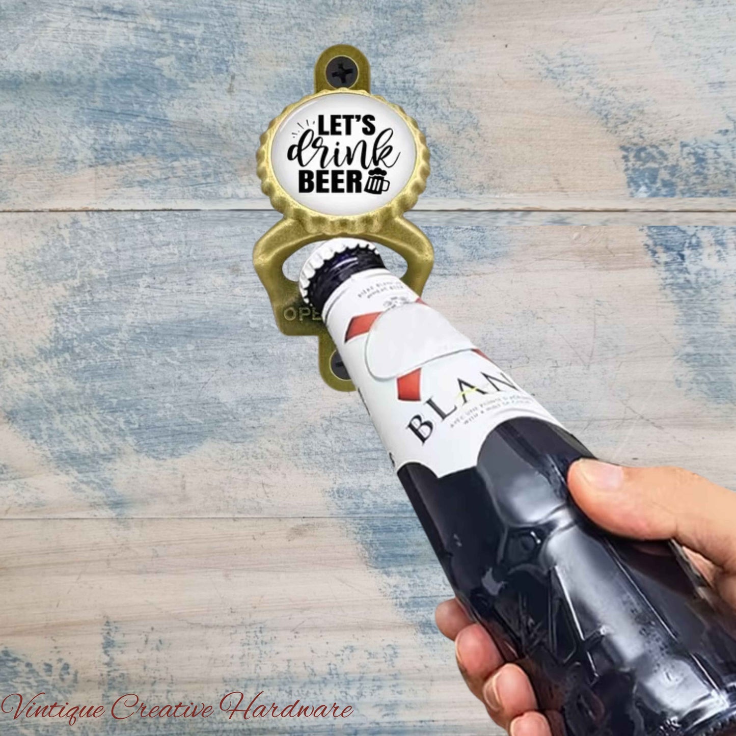 Lets Drink Beer- antique gold HD Wall Mounted Vintage Bottle opener for beer bottles