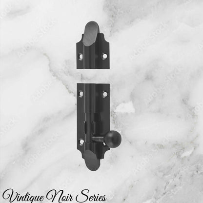 Georgian sliding Barrel Bolt Matt Black w/- wide keeper -75mmx 32mm