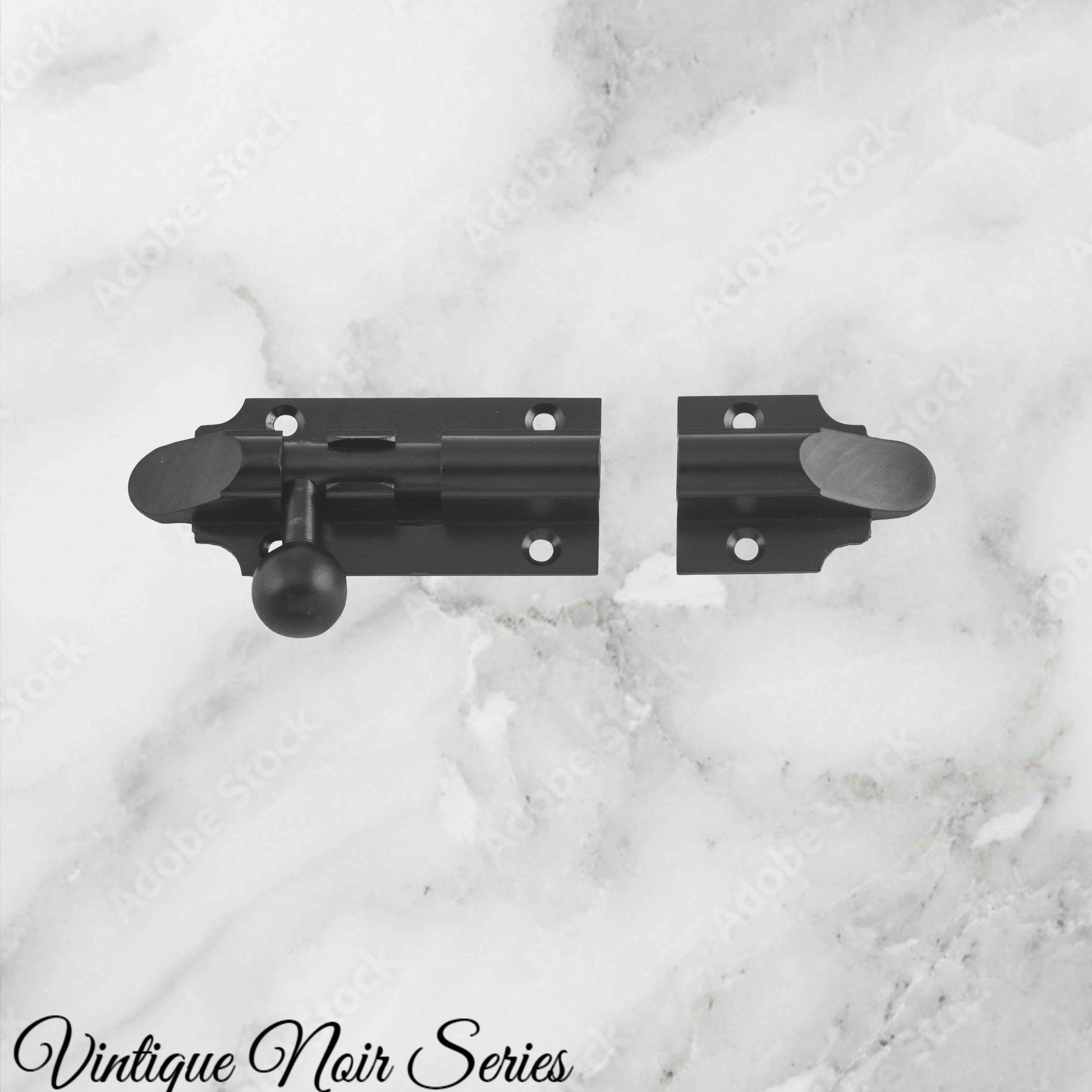 Georgian sliding Barrel Bolt Matt Black w/- wide keeper -75mmx 32mm