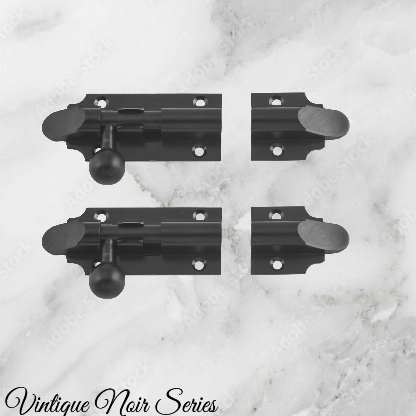 Georgian sliding Barrel Bolt Matt Black w/- wide keeper -75mmx 32mm