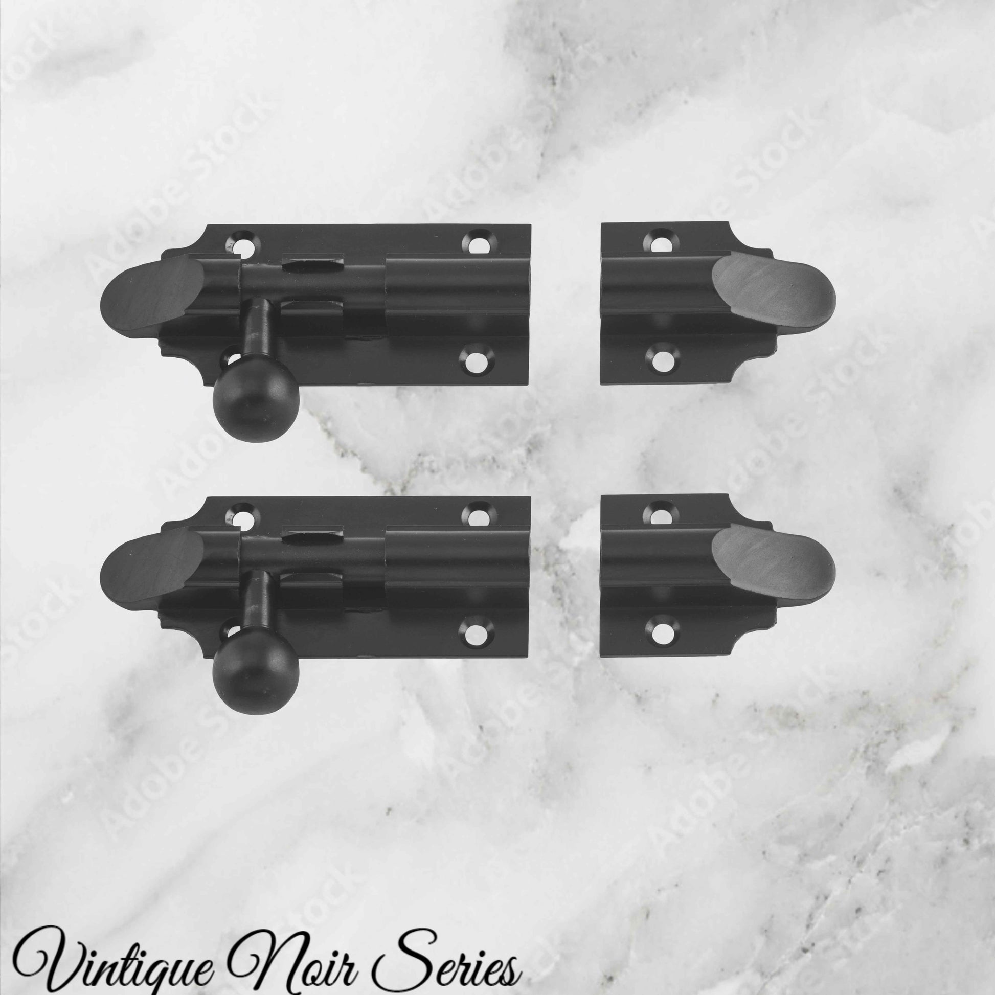 Georgian sliding Barrel Bolt Matt Black w/- wide keeper -75mmx 32mm