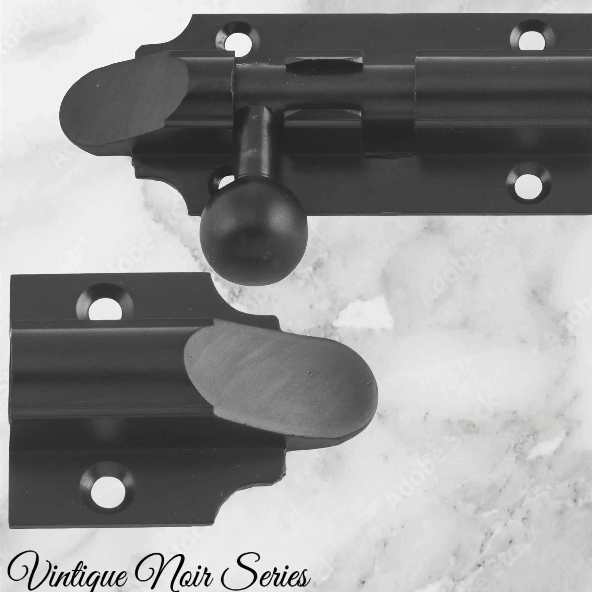 Georgian sliding Barrel Bolt Matt Black w/- wide keeper -75mmx 32mm - Vintique Concepts