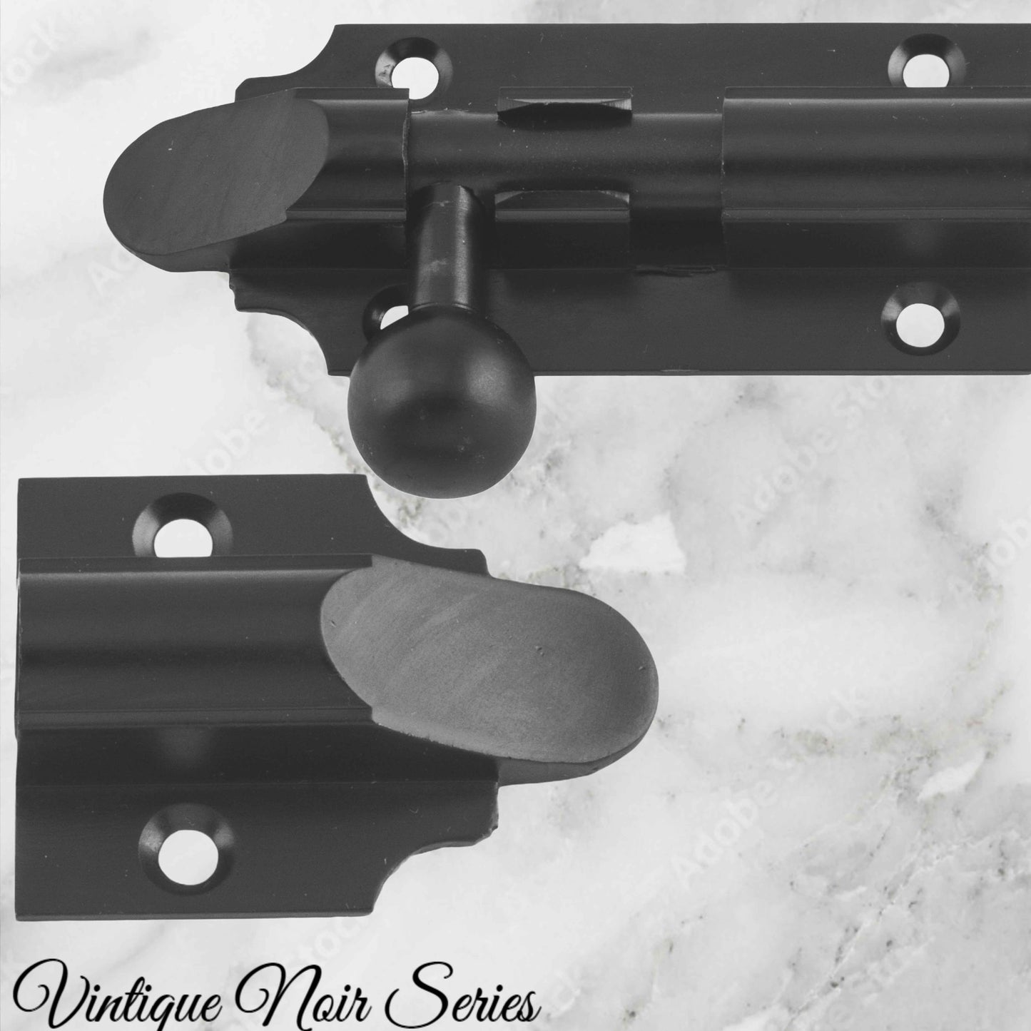 Georgian sliding Barrel Bolt Matt Black w/- wide keeper -75mmx 32mm