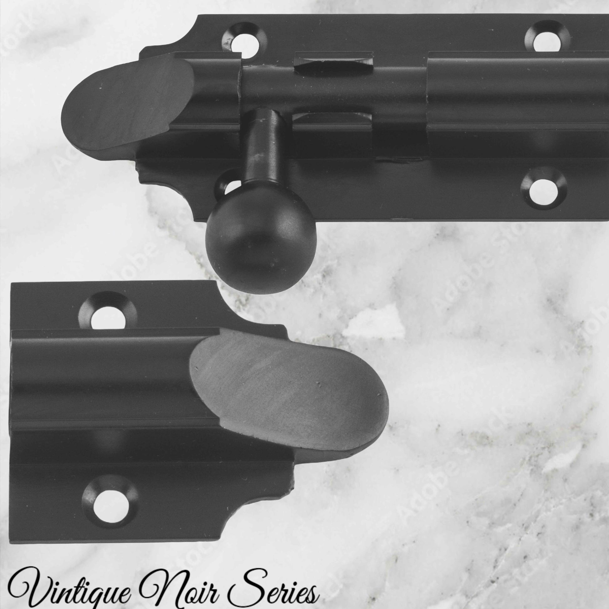 Georgian sliding Barrel Bolt Matt Black w/- wide keeper -75mmx 32mm