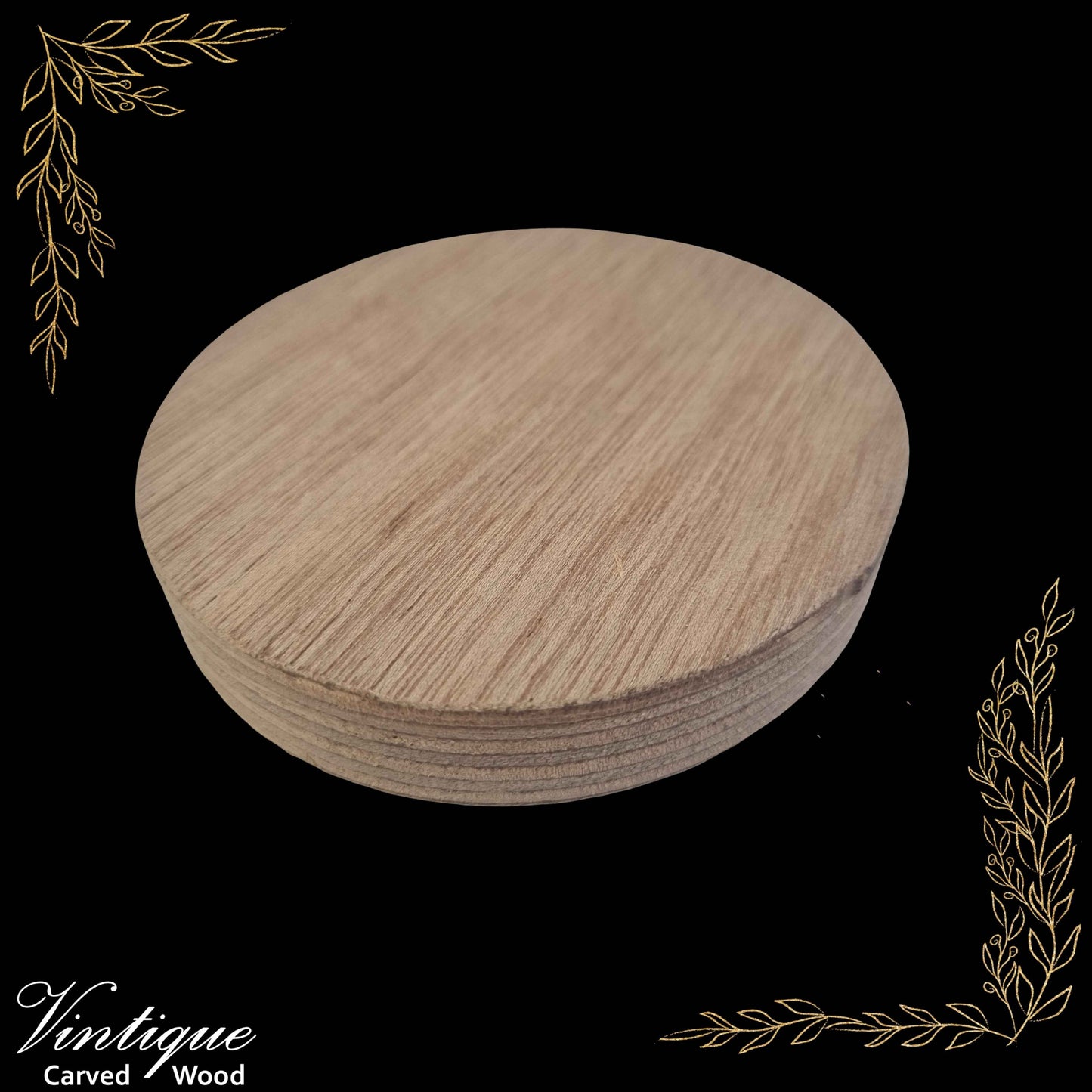 Carved wooden Round Plinth or base 100mm Dia