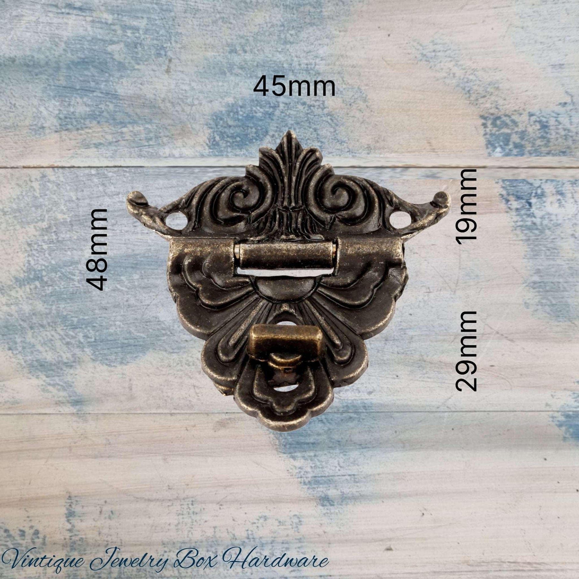 Charlottes Vintage jewelry box Clasp latch 45mm x 48mm - Vintique Concepts