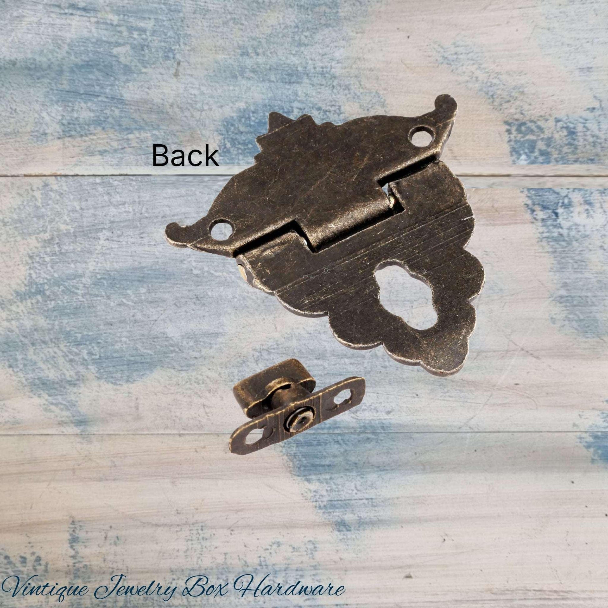 Charlottes Vintage jewelry box Clasp latch 45mm x 48mm - Vintique Concepts