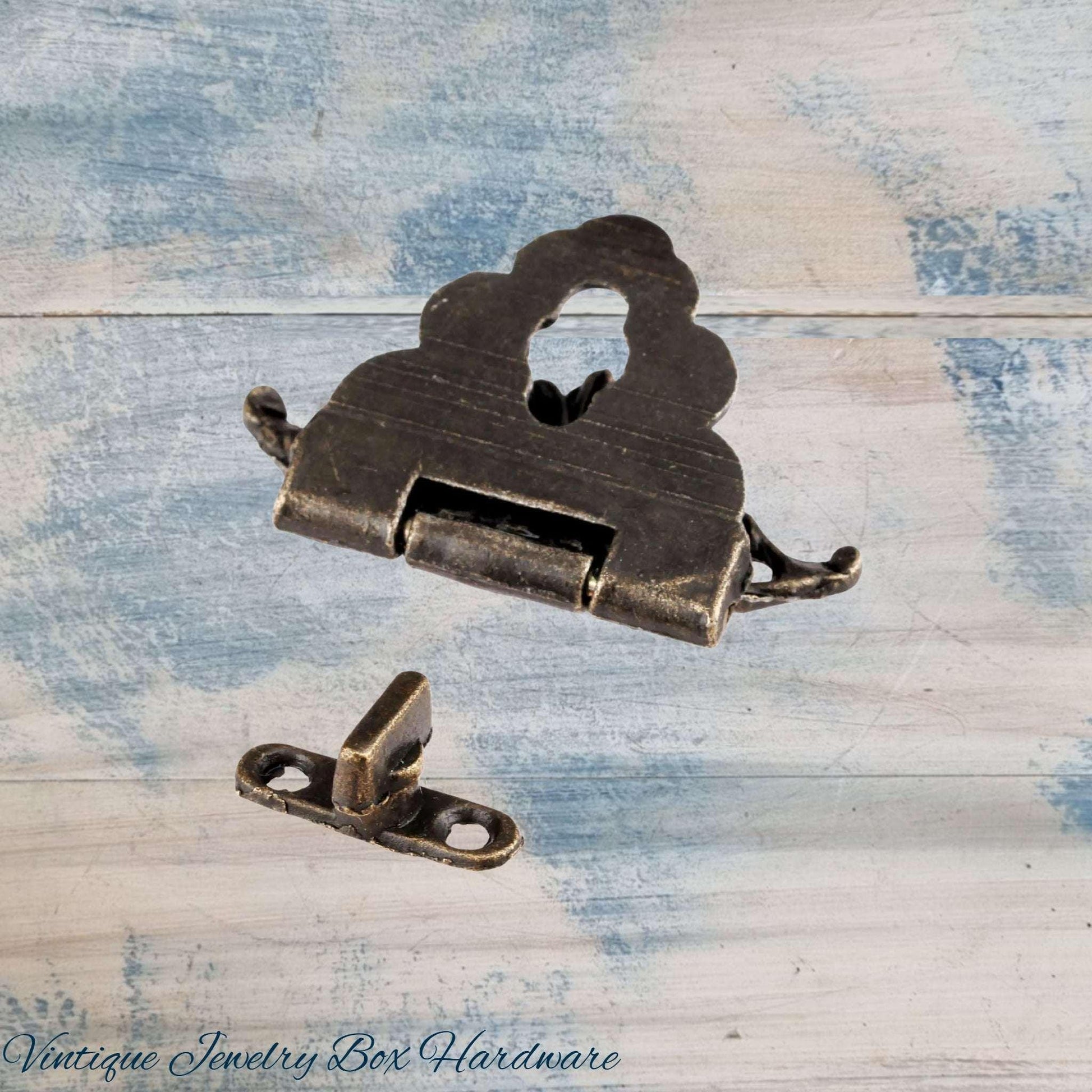 Charlottes Vintage jewelry box Clasp latch 45mm x 48mm - Vintique Concepts