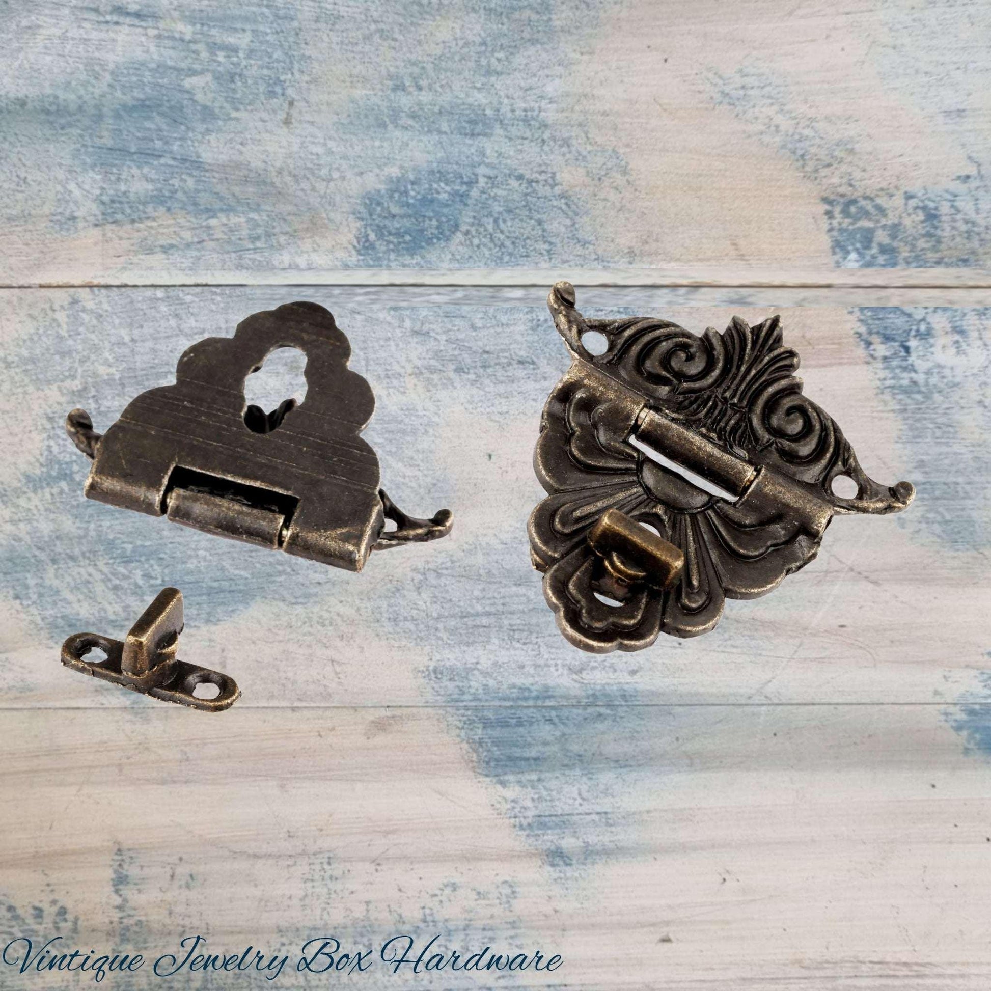 Charlottes Vintage jewelry box Clasp latch 45mm x 48mm - Vintique Concepts