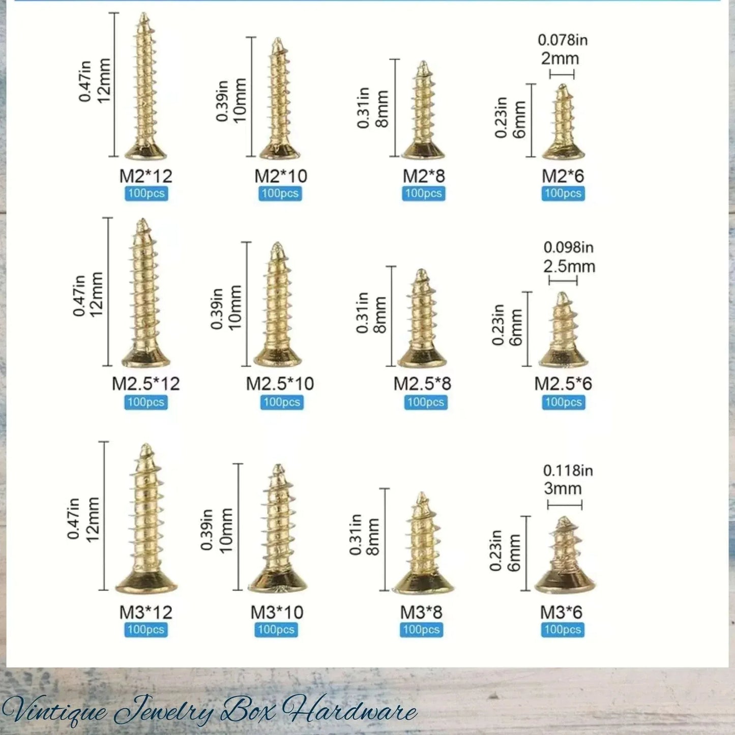 6mm M2 Solid Brass Wood Screws (Packet of 10) - Vintique Concepts