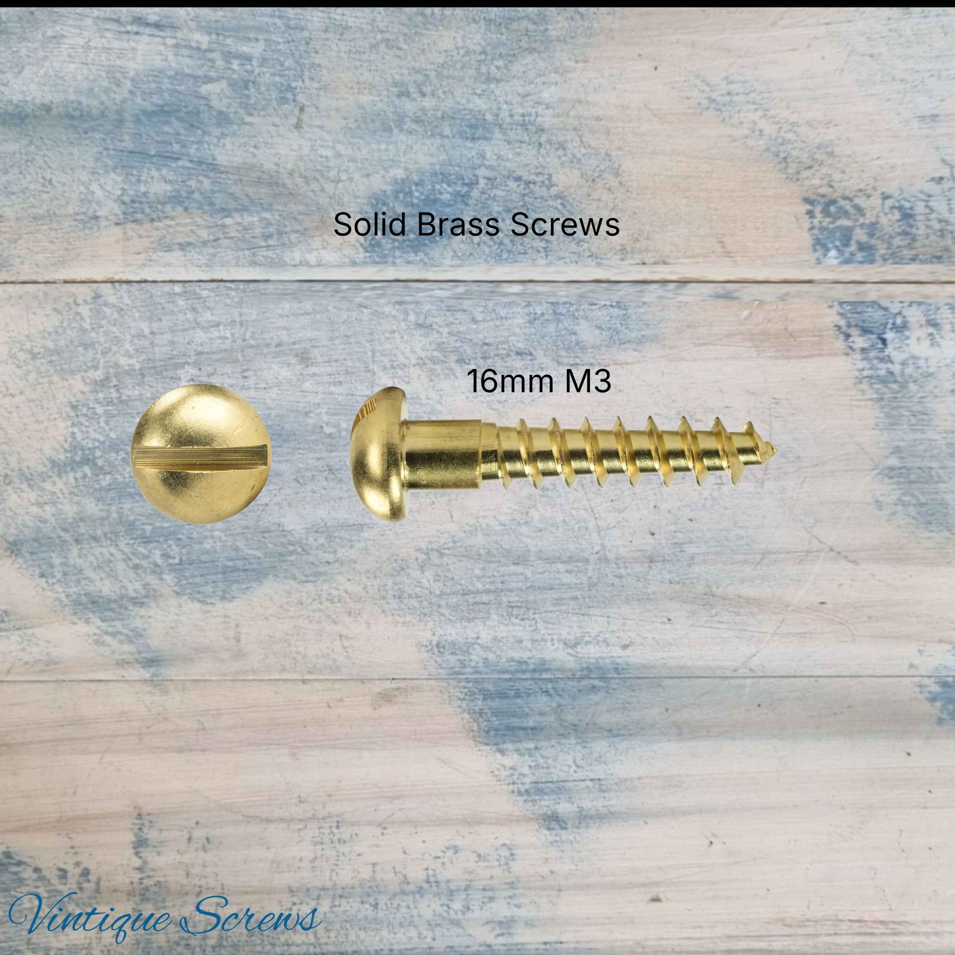 20mm M3 Round head Slot Solid Brass wood screws (pkt of 10)