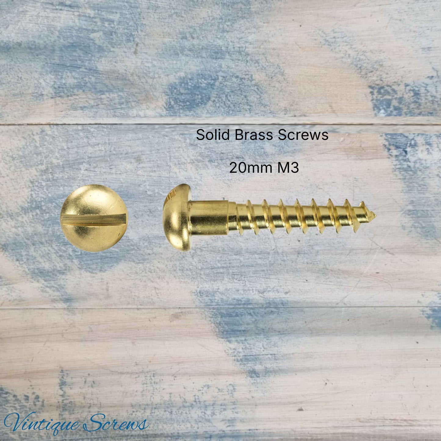 25mm M3 Round head Slot Solid Brass wood screws (pkt of 10)