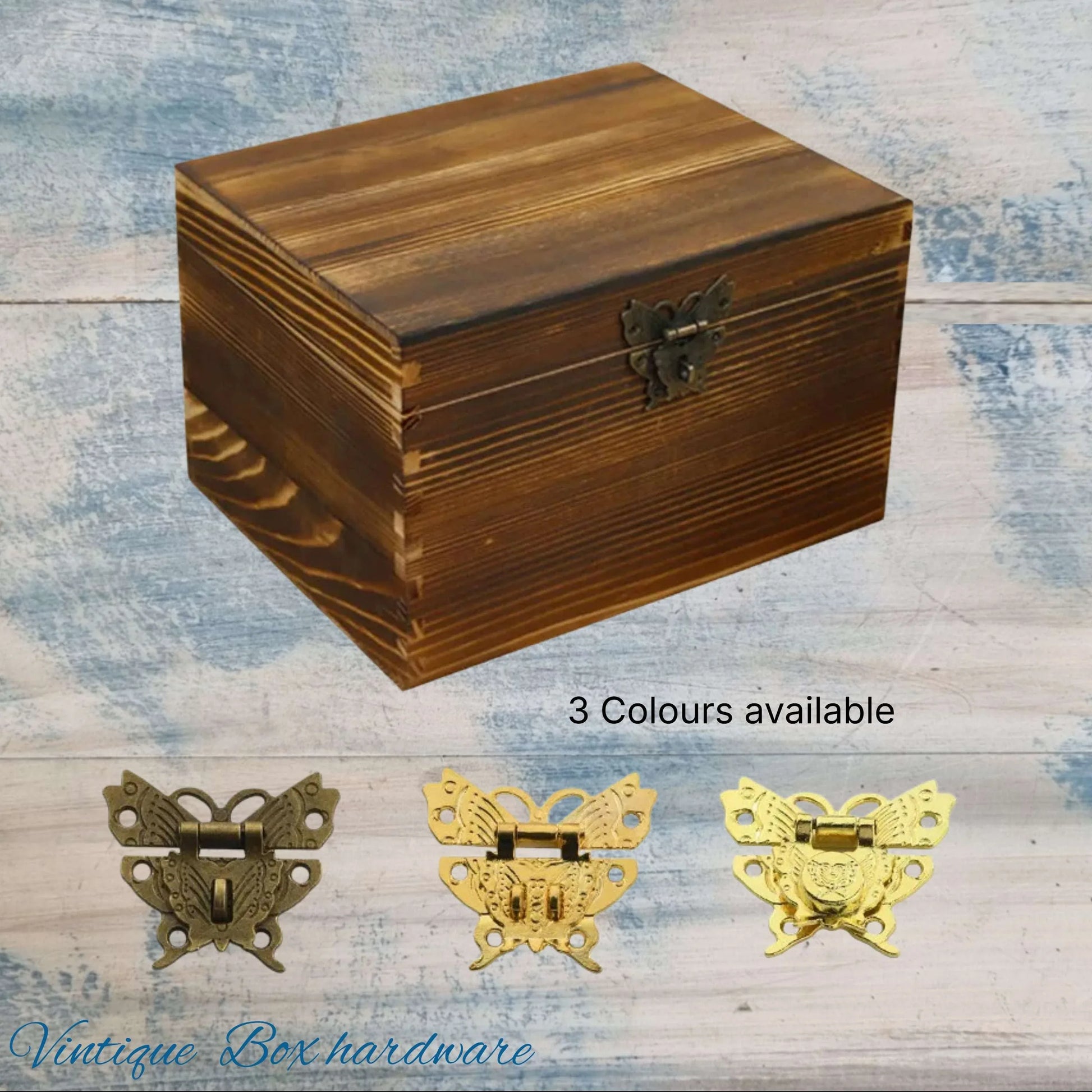 Victorian wooden chest Bright Gold butterfly latch 50mm x 43mm - Vintique Concepts