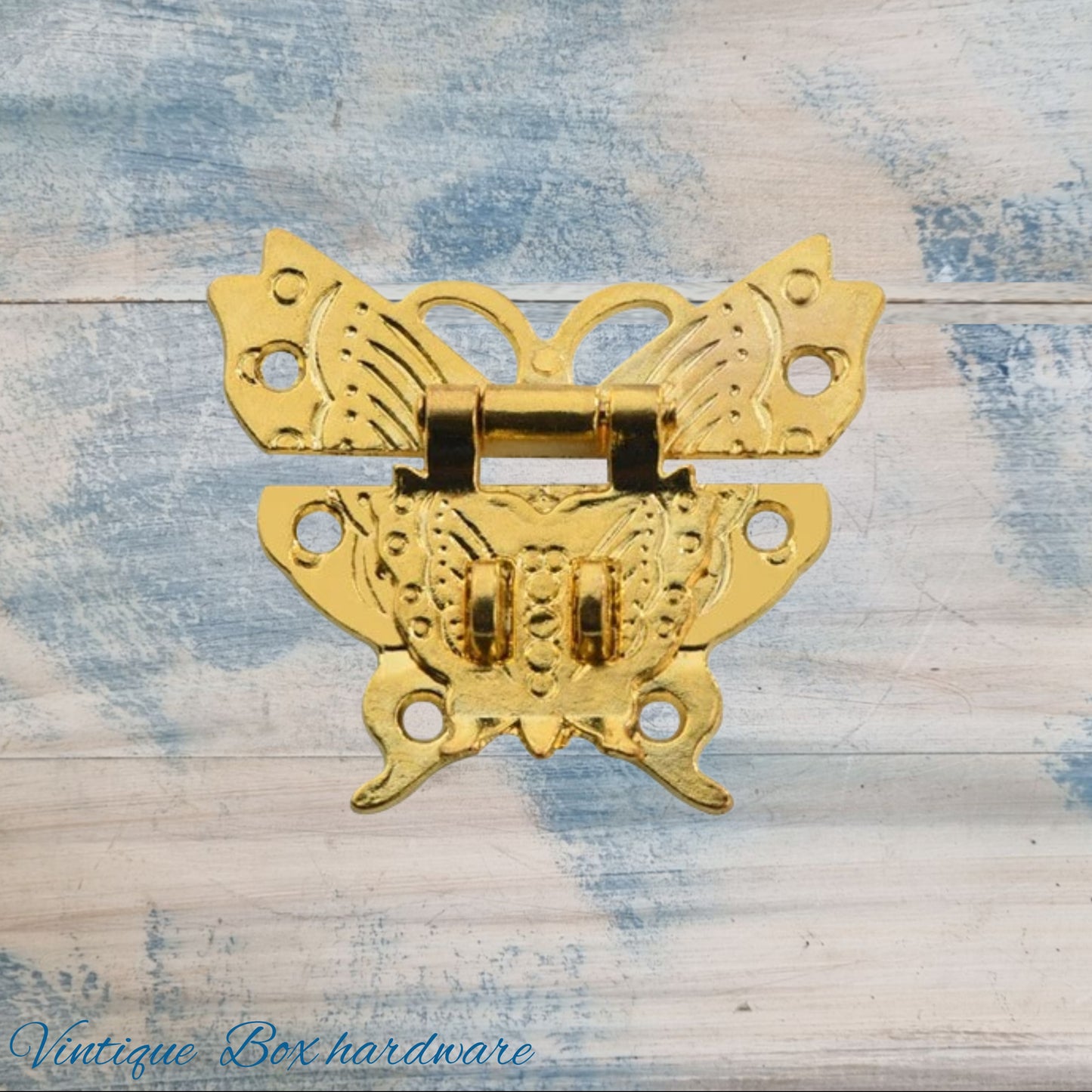 Victorian wooden chest Bright Gold butterfly latch 50mm x 43mm