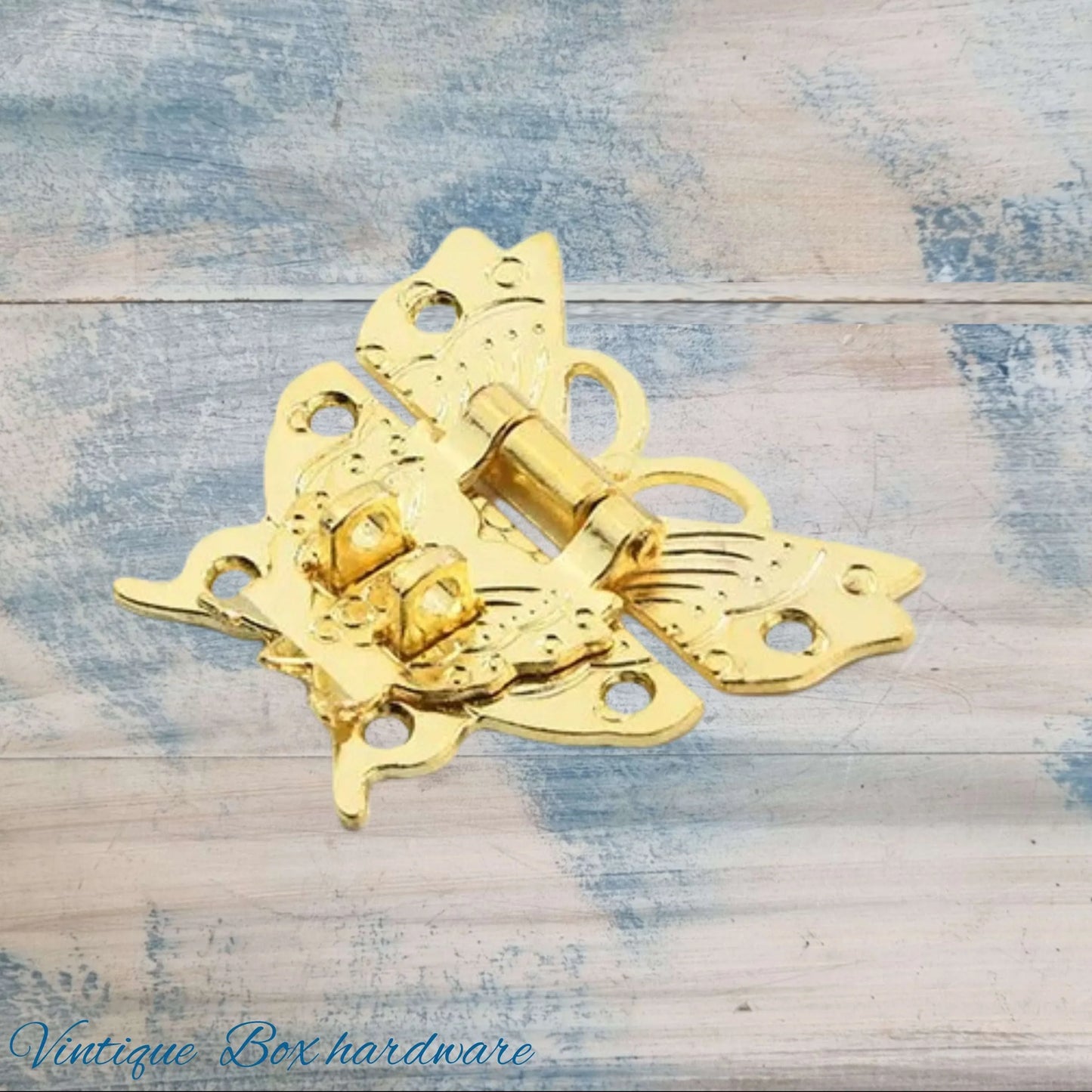 Victorian wooden chest Bright Gold butterfly latch 50mm x 43mm - Vintique Concepts