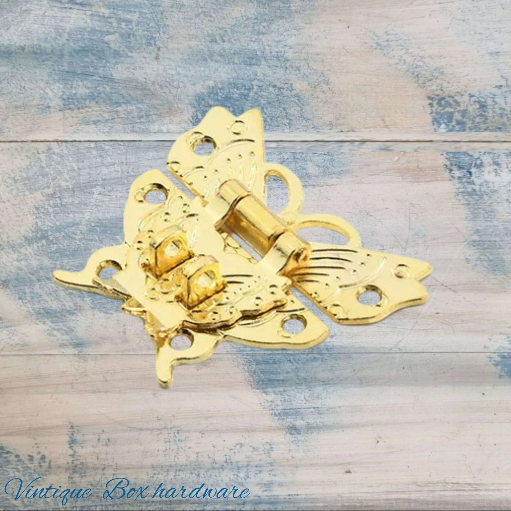 Victorian wooden chest Bright Gold butterfly latch 50mm x 43mm - Vintique Concepts
