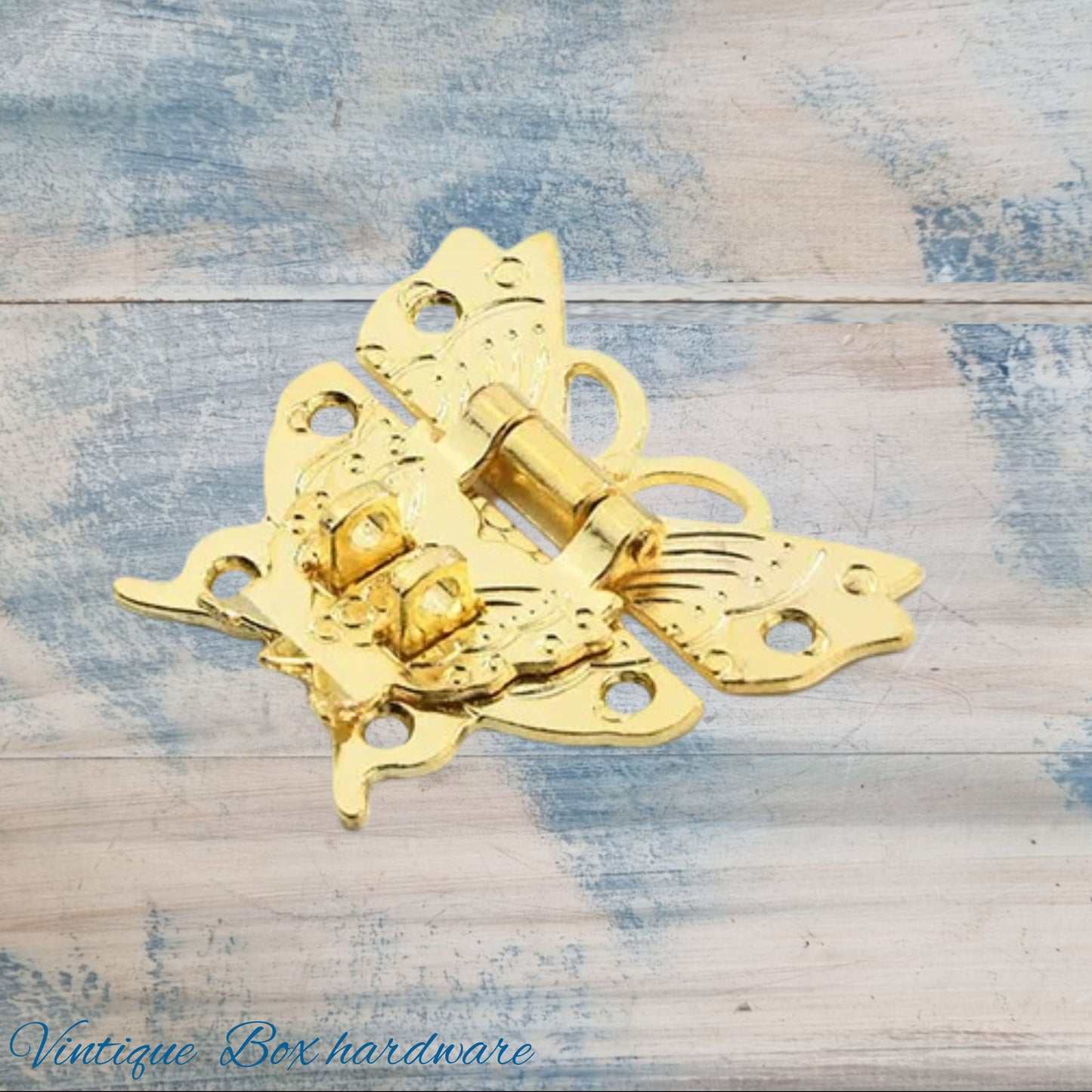 Victorian wooden chest Bright Gold butterfly latch 50mm x 43mm