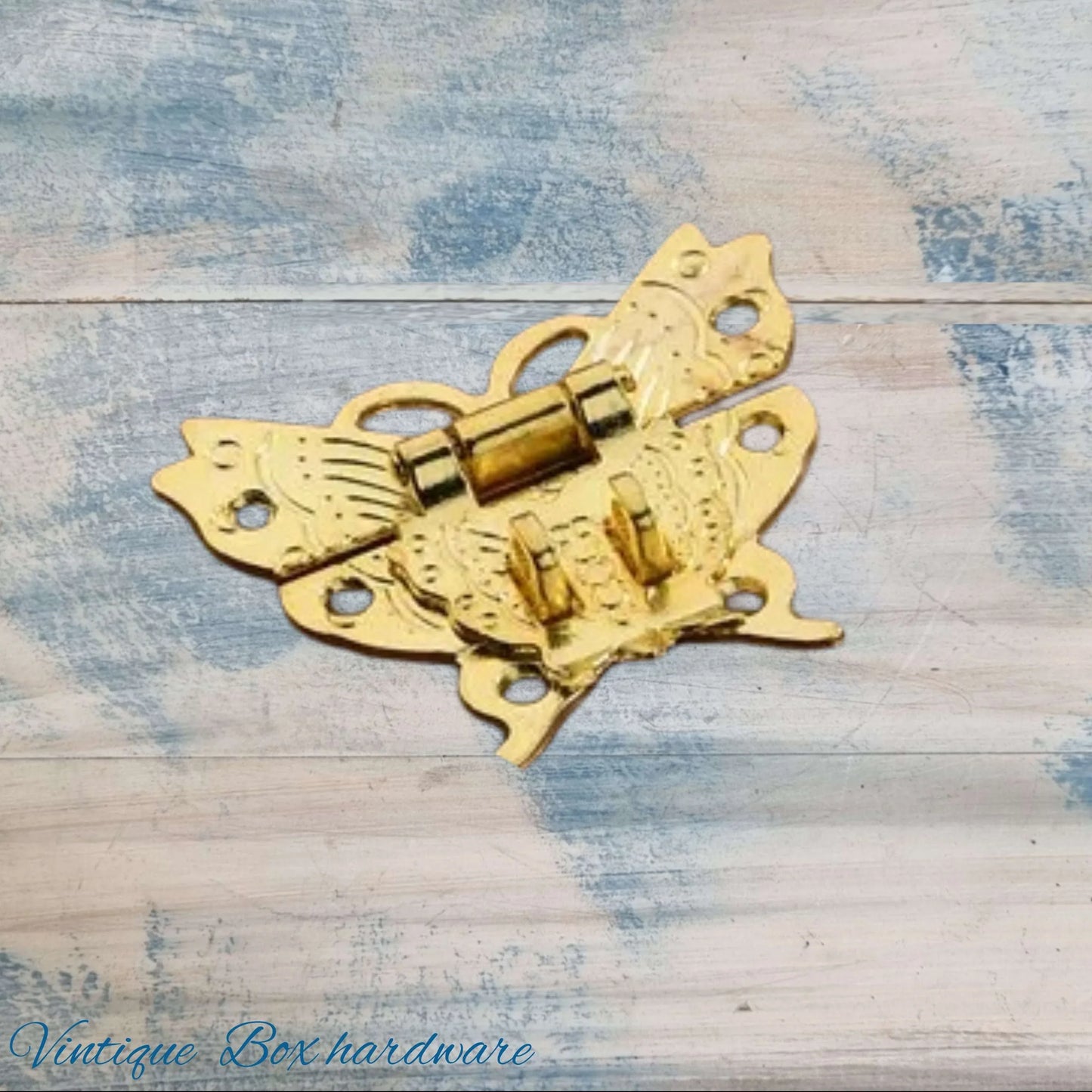 Victorian wooden chest Bright Gold butterfly latch 50mm x 43mm - Vintique Concepts