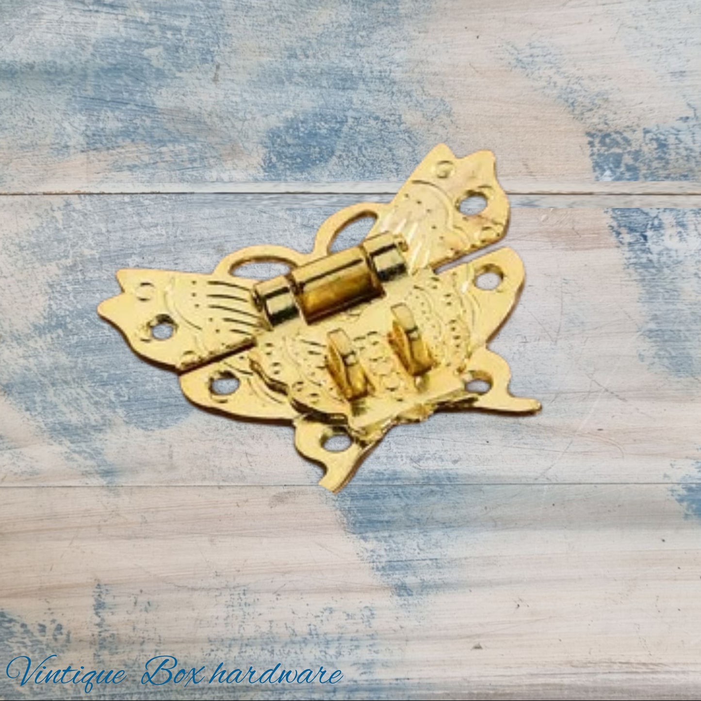 Victorian wooden chest Bright Gold butterfly latch 50mm x 43mm