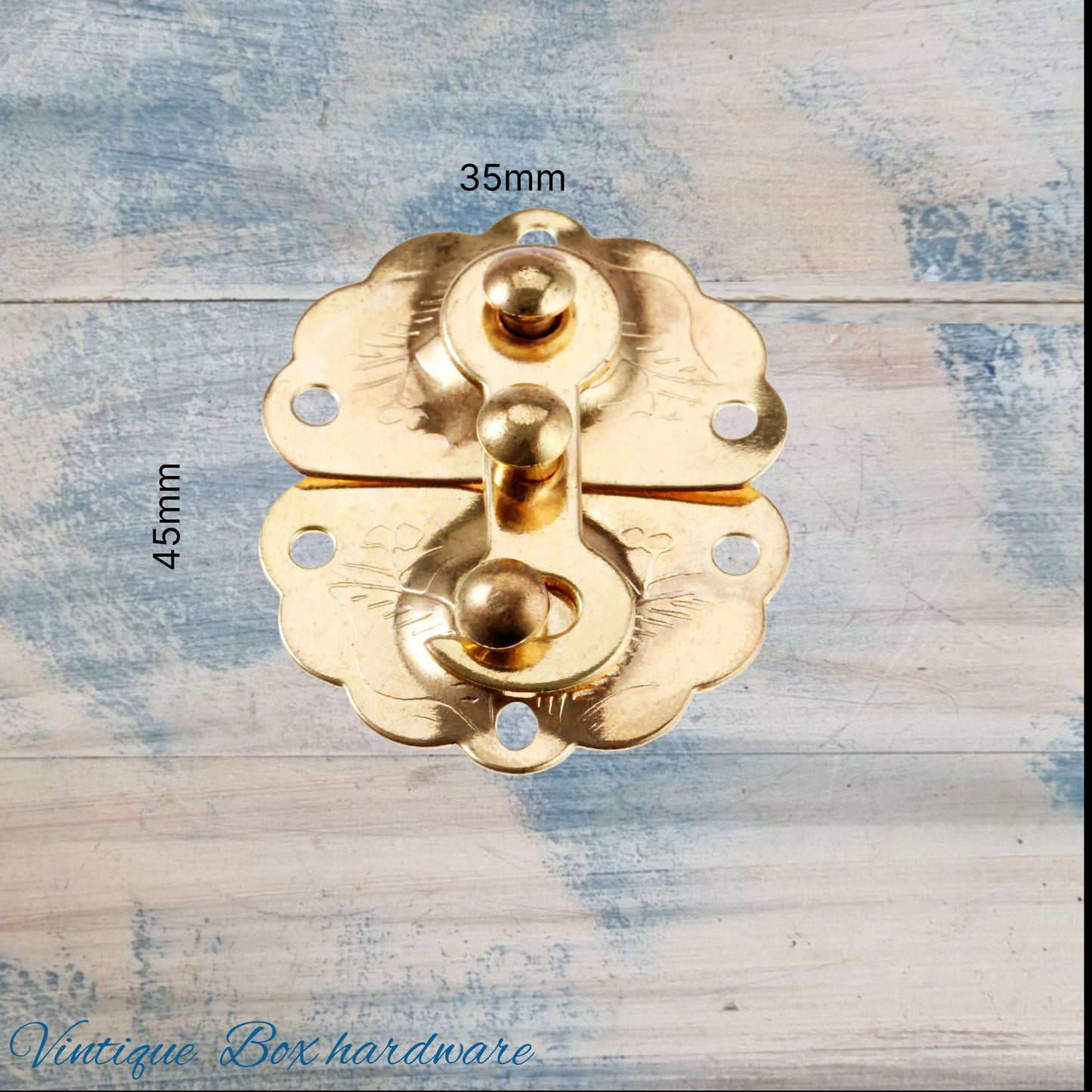 Isabella's Swing arm Gold Vintage Jewelry Box Latch 45mm x 35mm