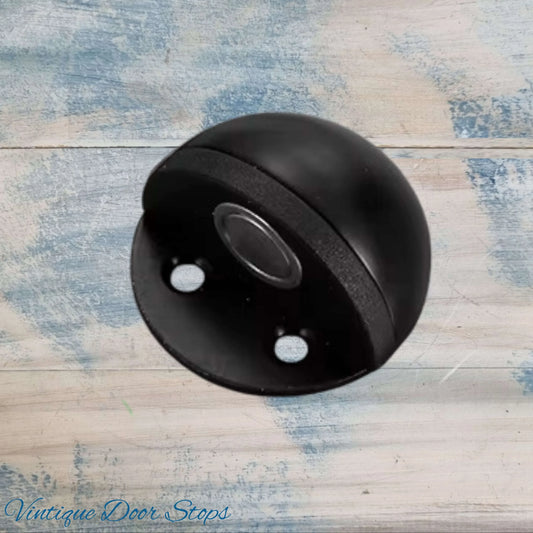 Black Stainless Steel Oval Floor Magnetic Rubber Door Stop-NEW - Vintique Concepts