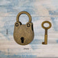 jewelry Box Padlock Antique Gold with Key 36mm x 21mm