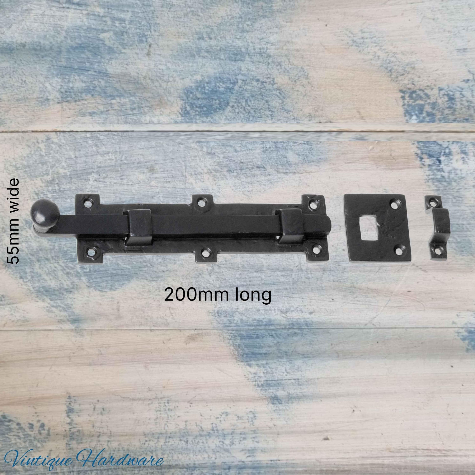 Barn Iron Rustic door or gate Bolt 200mm Long - Vintique Concepts