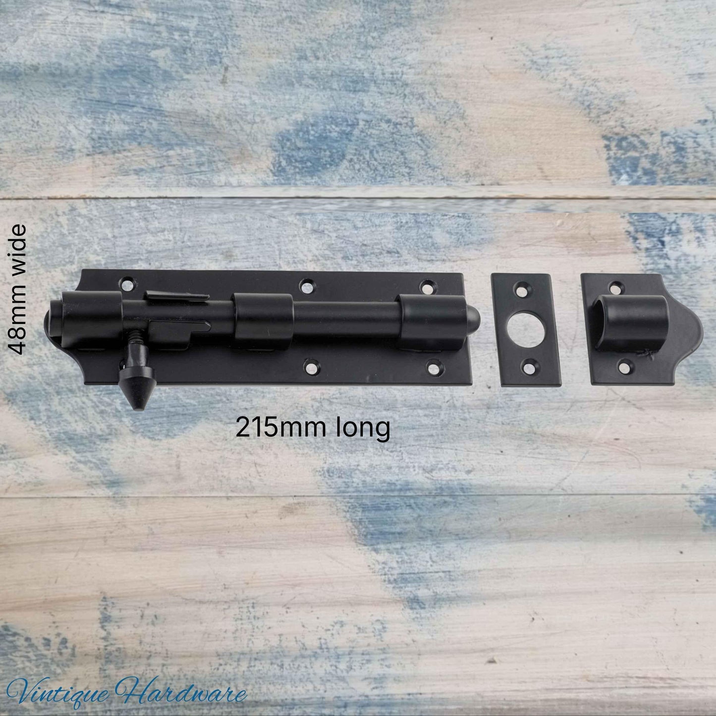Barn Iron Rustic door or gate Tower Bolt 175mm -long bolt - Vintique Concepts