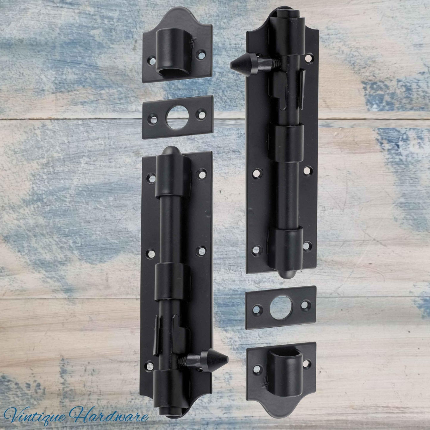 Barn Iron Rustic door or gate Tower Bolt 175mm -long bolt - Vintique Concepts