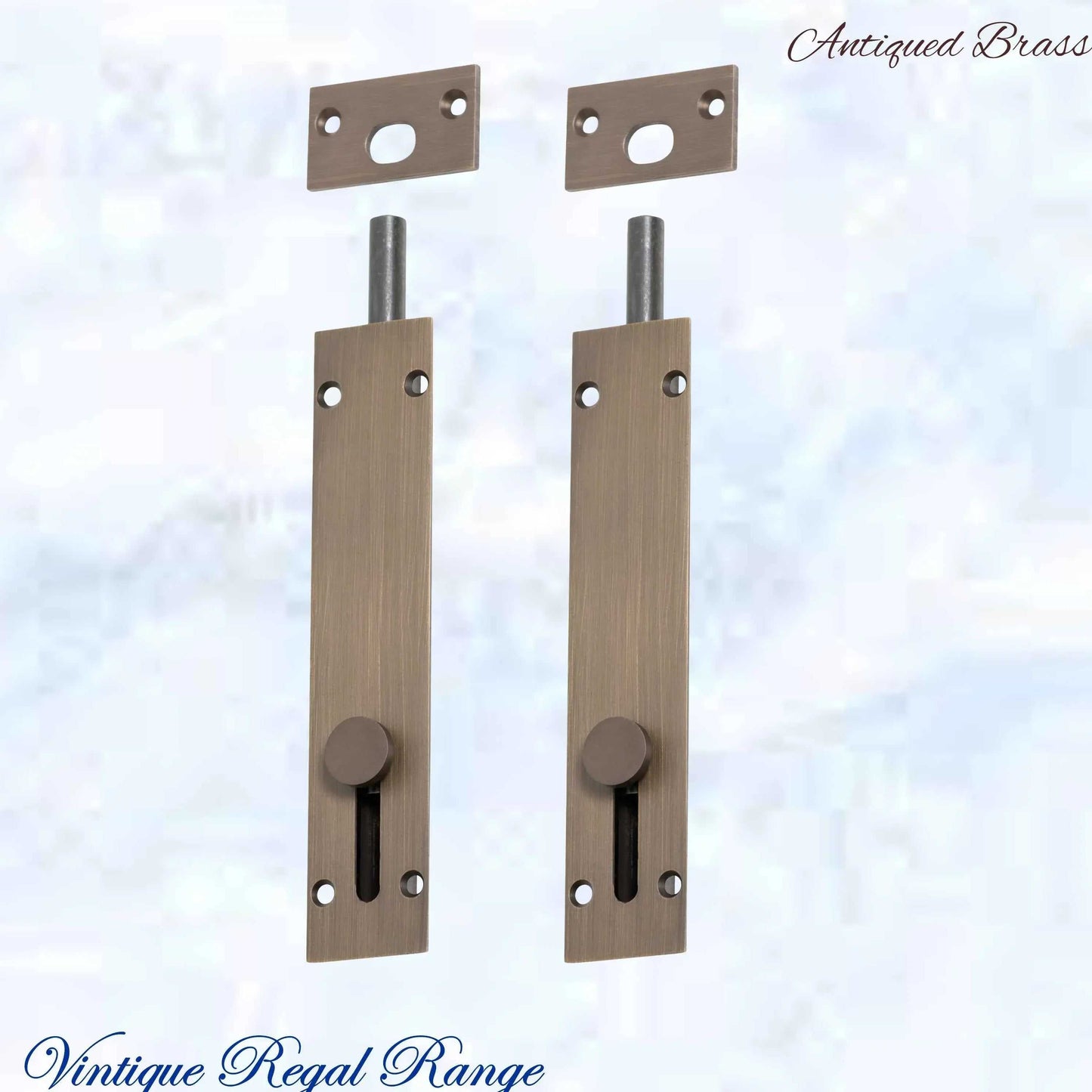 Reverse Sliding Barrel Bolt Antiqued Brass -150x32mm - Vintique Concepts