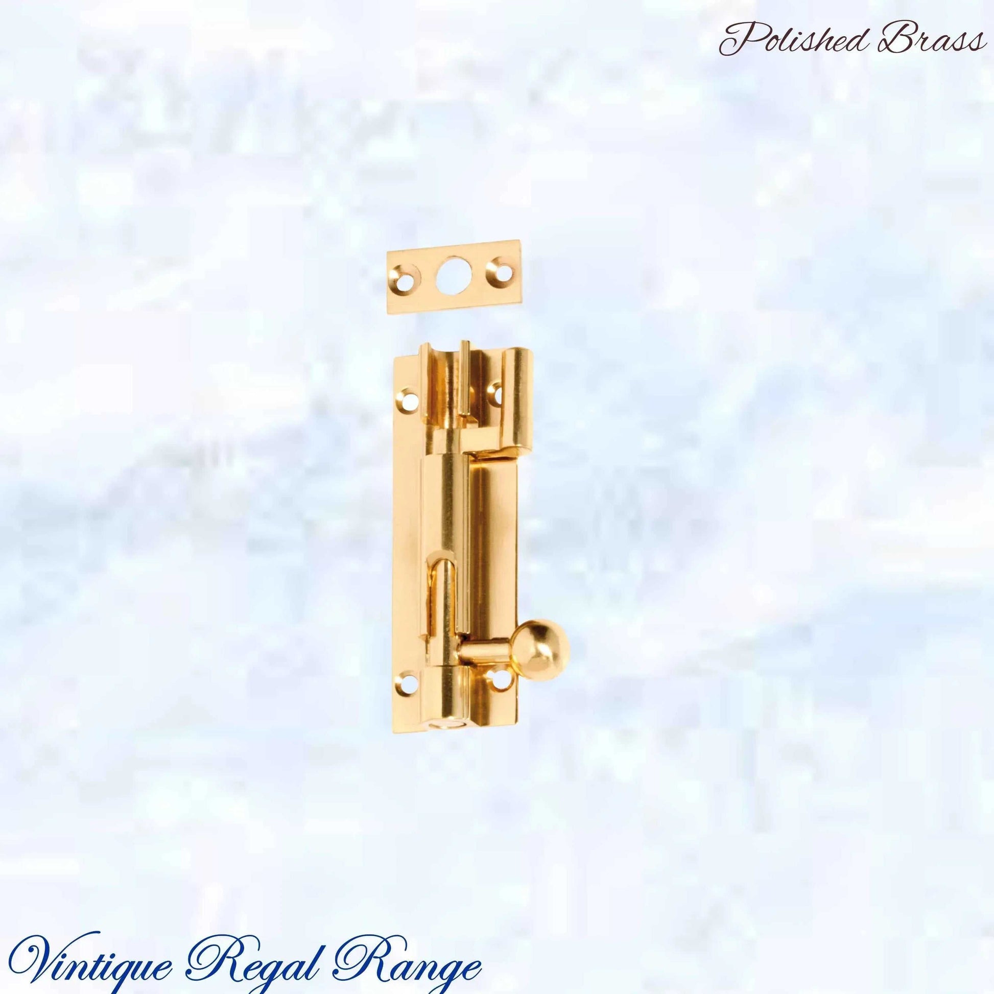 Greytown Offset polished brass sliding bolt (3 Sizes) - Vintique Concepts