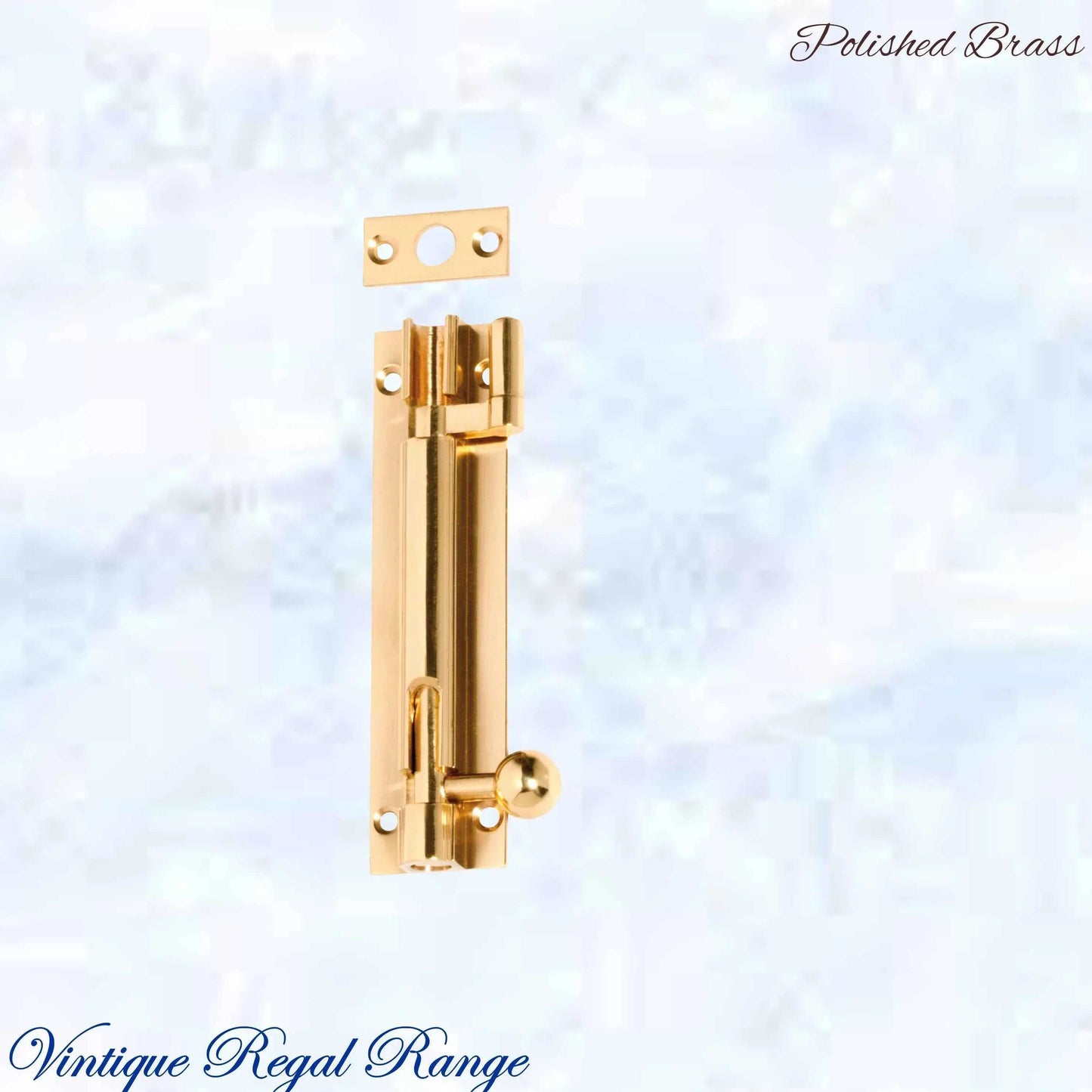 Greytown Offset polished brass sliding bolt (3 Sizes) - Vintique Concepts