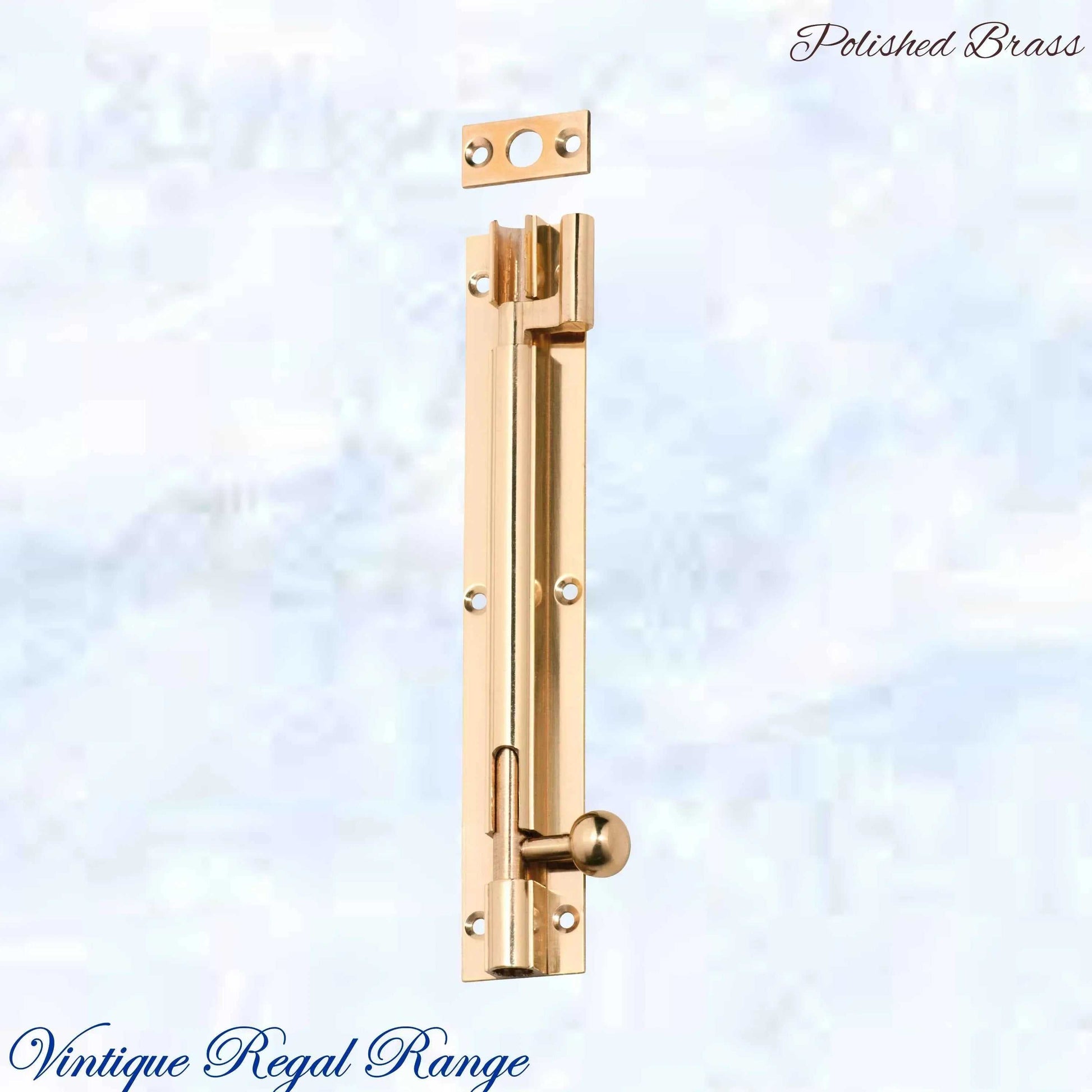 Greytown Offset polished brass sliding bolt (3 Sizes) - Vintique Concepts