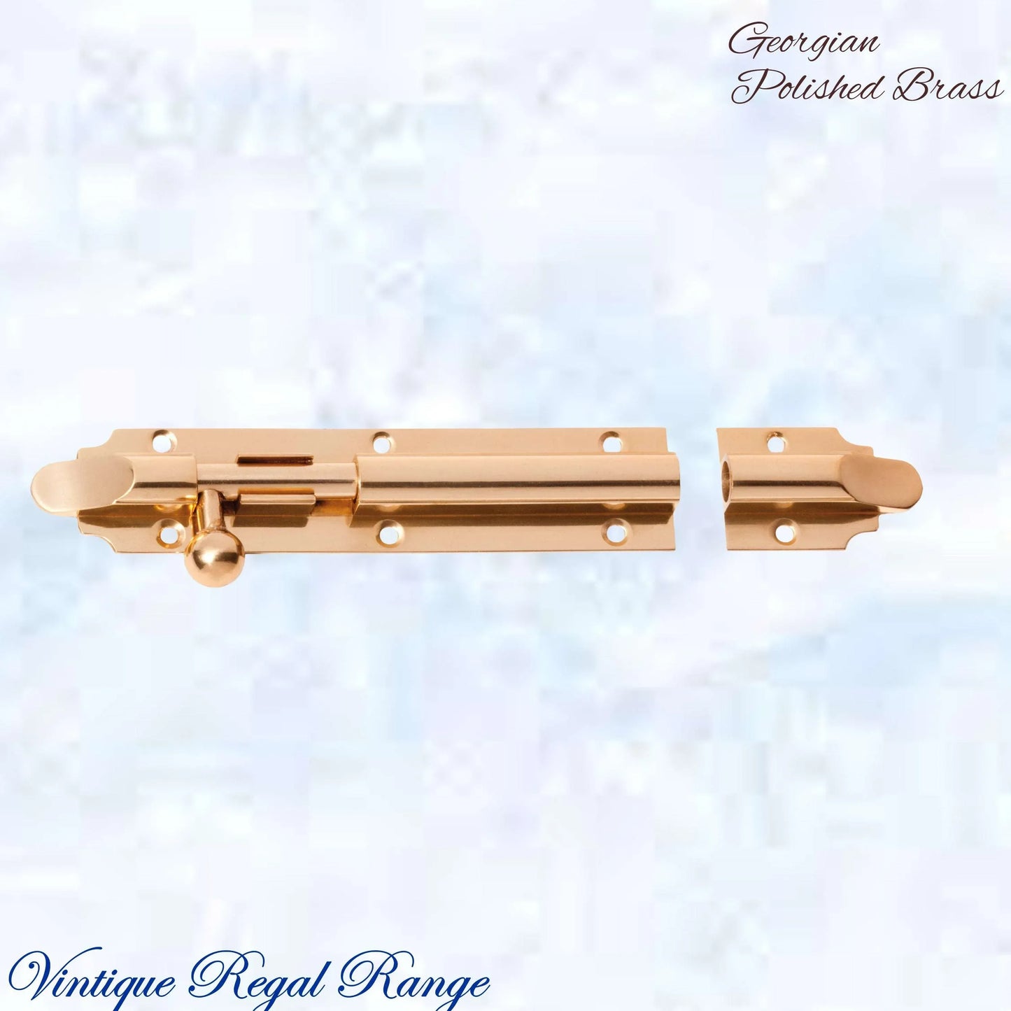 Georgian sliding Barrel Bolt Polished Brass w/wide keeper -3 sizes - Vintique Concepts