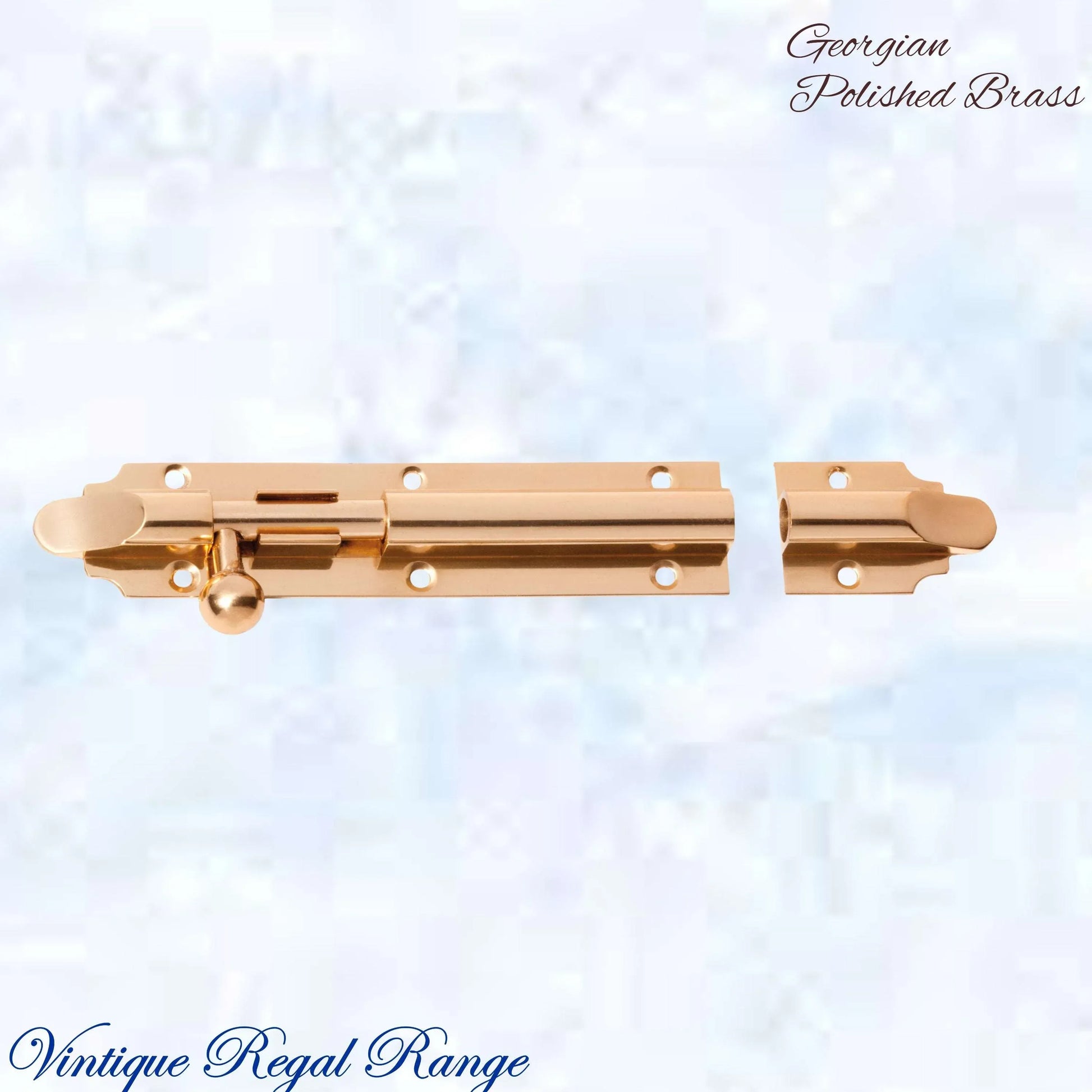 Georgian sliding Barrel Bolt Polished Brass w/wide keeper -3 sizes - Vintique Concepts