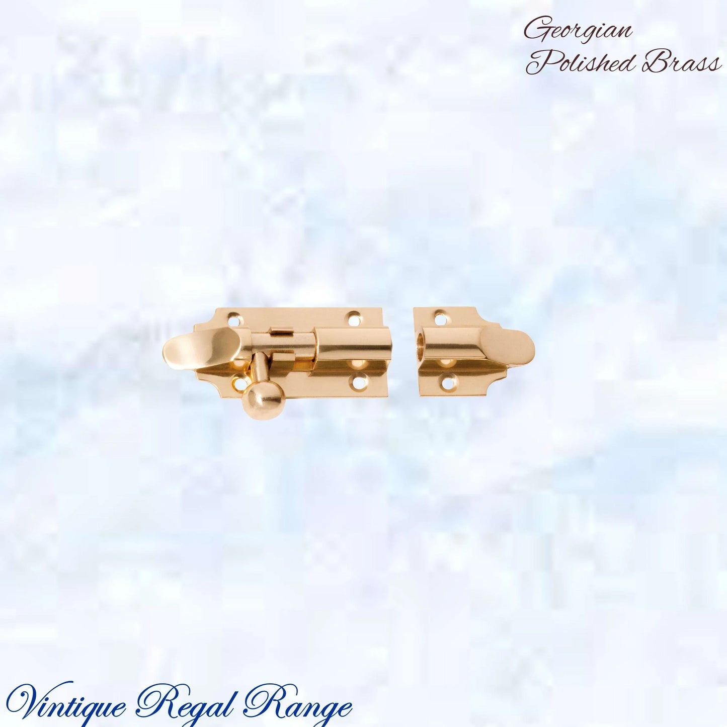 Georgian sliding Barrel Bolt Polished Brass w/wide keeper -3 sizes - Vintique Concepts