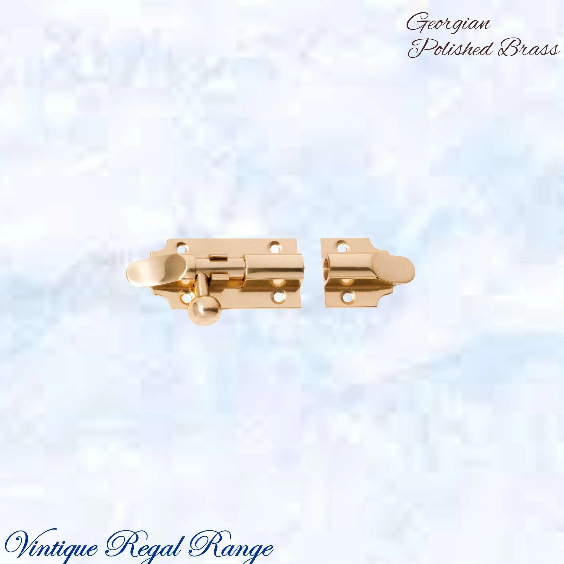 Georgian sliding Barrel Bolt Polished Brass w/wide keeper -3 sizes - Vintique Concepts