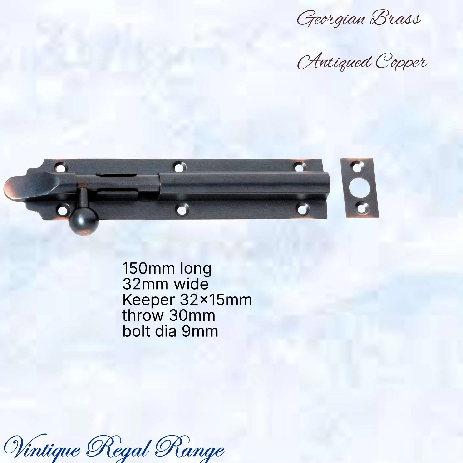 Georgian long Throw HD sliding Barrel Bolt 150x32mm-4 Finishes - Vintique Concepts
