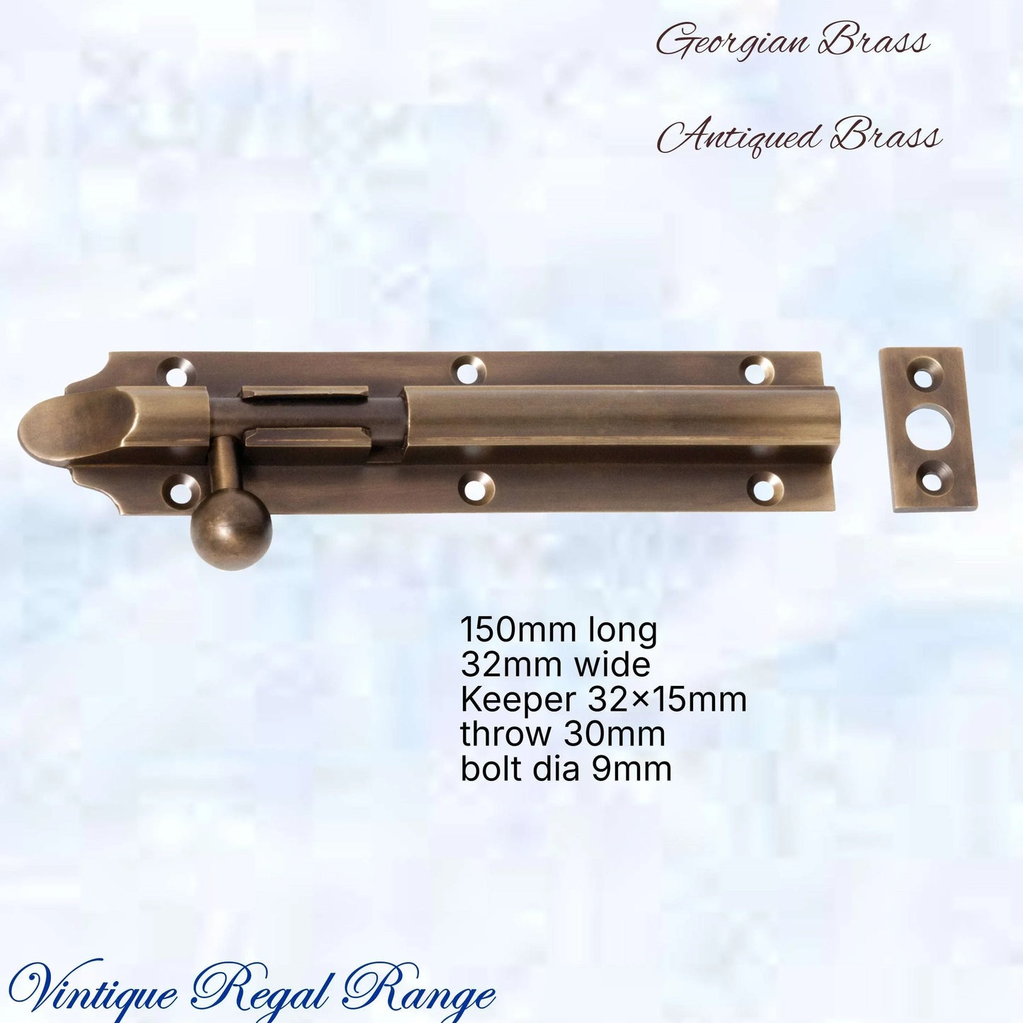 Georgian long Throw HD sliding Barrel Bolt 150x32mm-4 Finishes - Vintique Concepts
