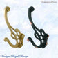 Brass Francais Coat & Hat Hook 115mm x 80mm (2 antique finishes) - Vintique Concepts
