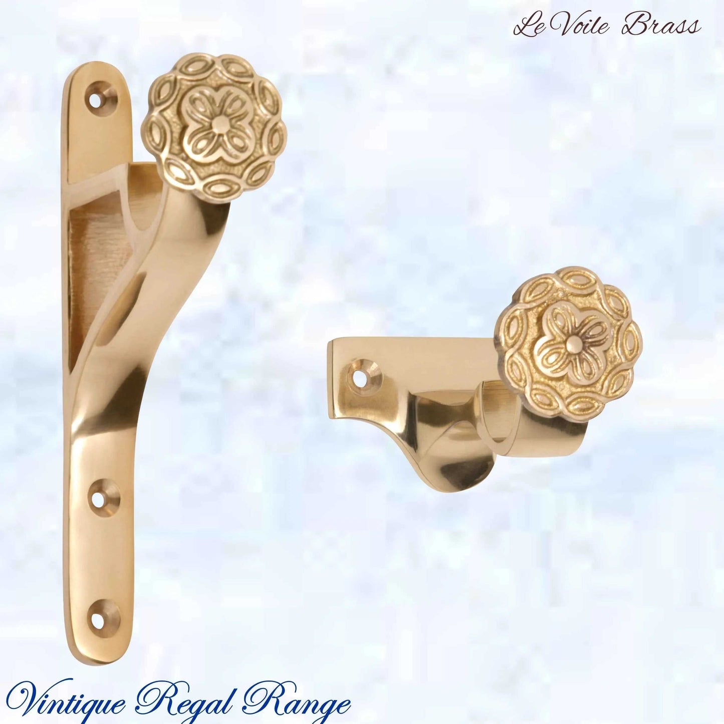 Le Voile Curtain /Drape Brackets Polished Brass (Centre & End) - Vintique Concepts