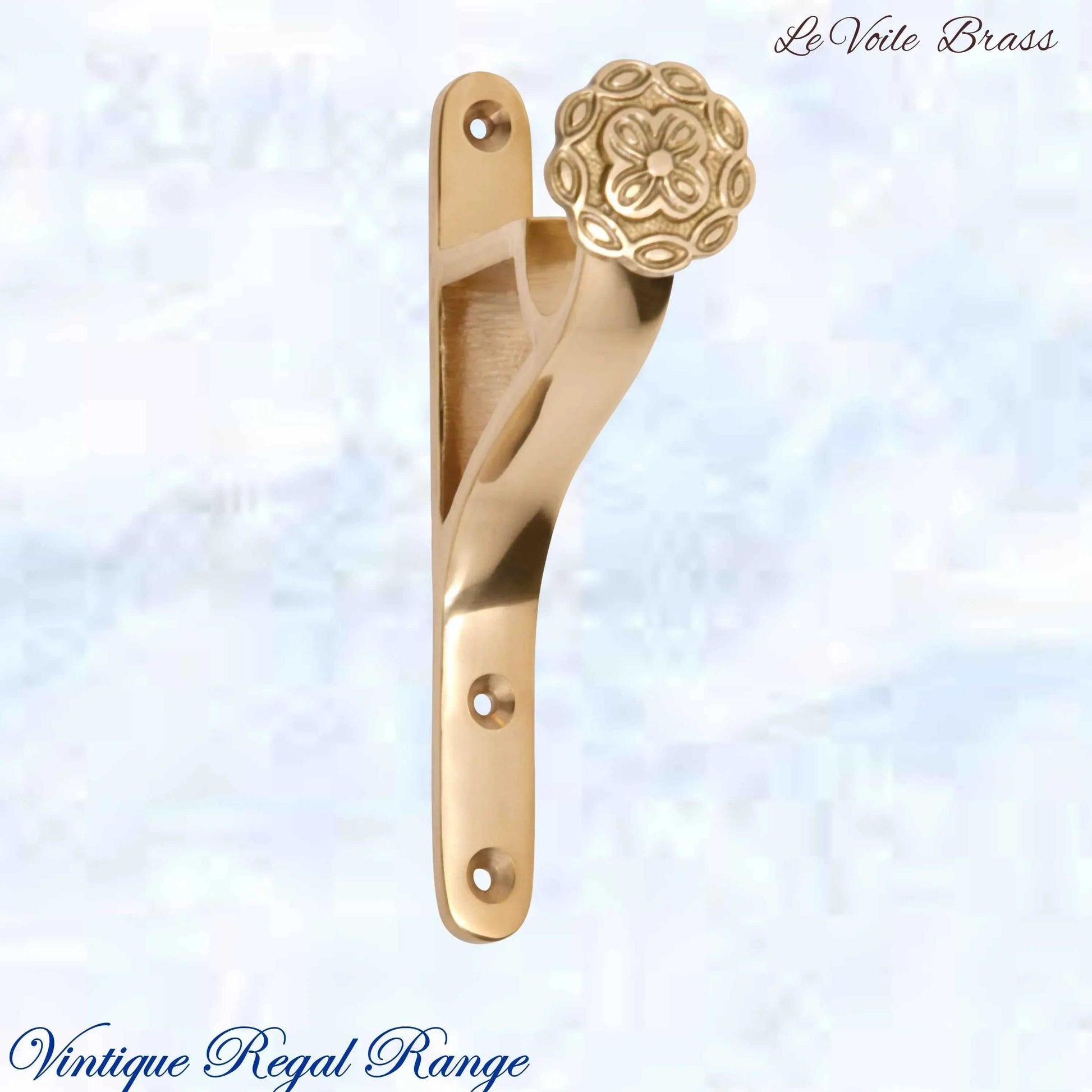 Le Voile Curtain /Drape Brackets Polished Brass (Centre & End) - Vintique Concepts