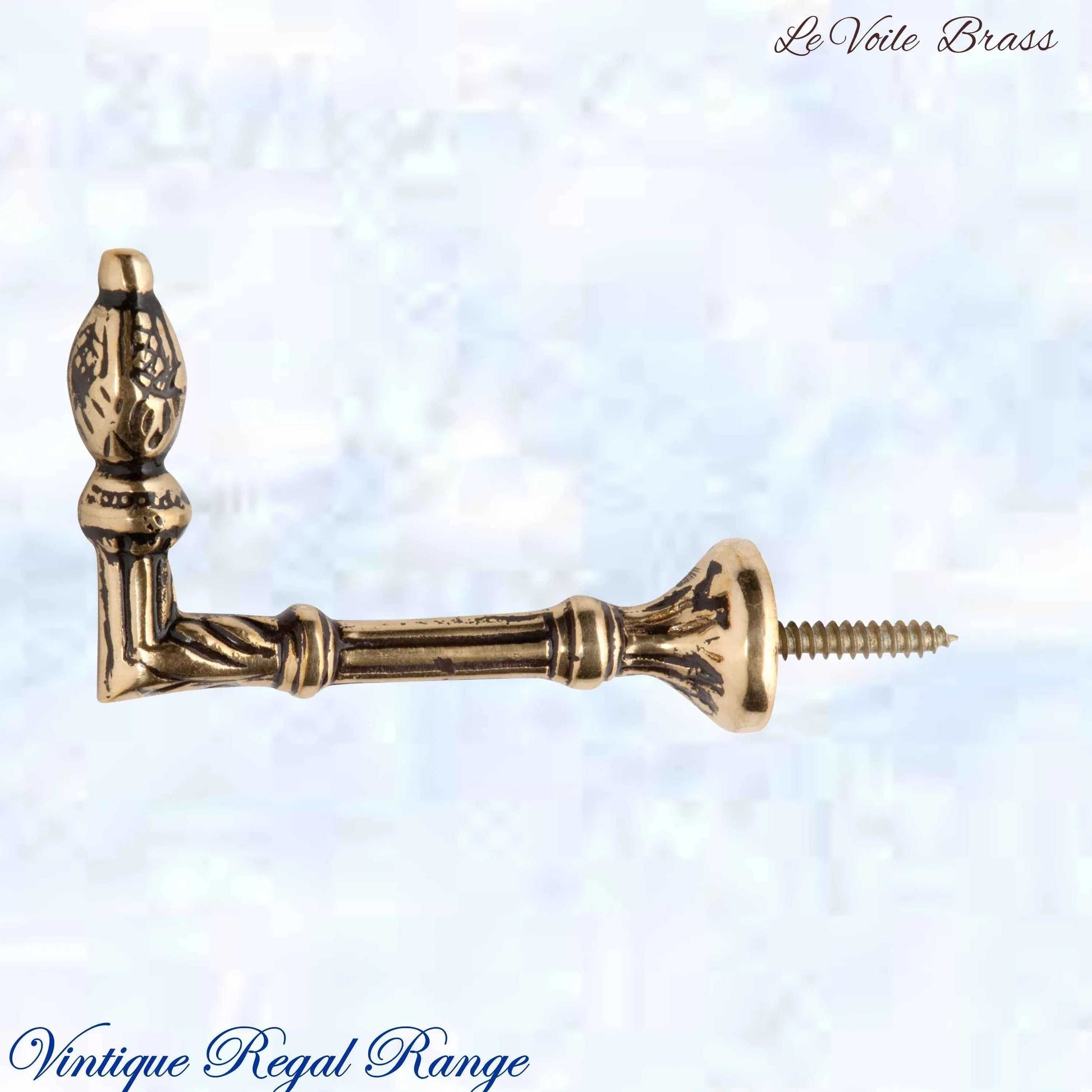 Le Voile Hook or Curtain Tie Back Polished Brass 70mm - Vintique Concepts