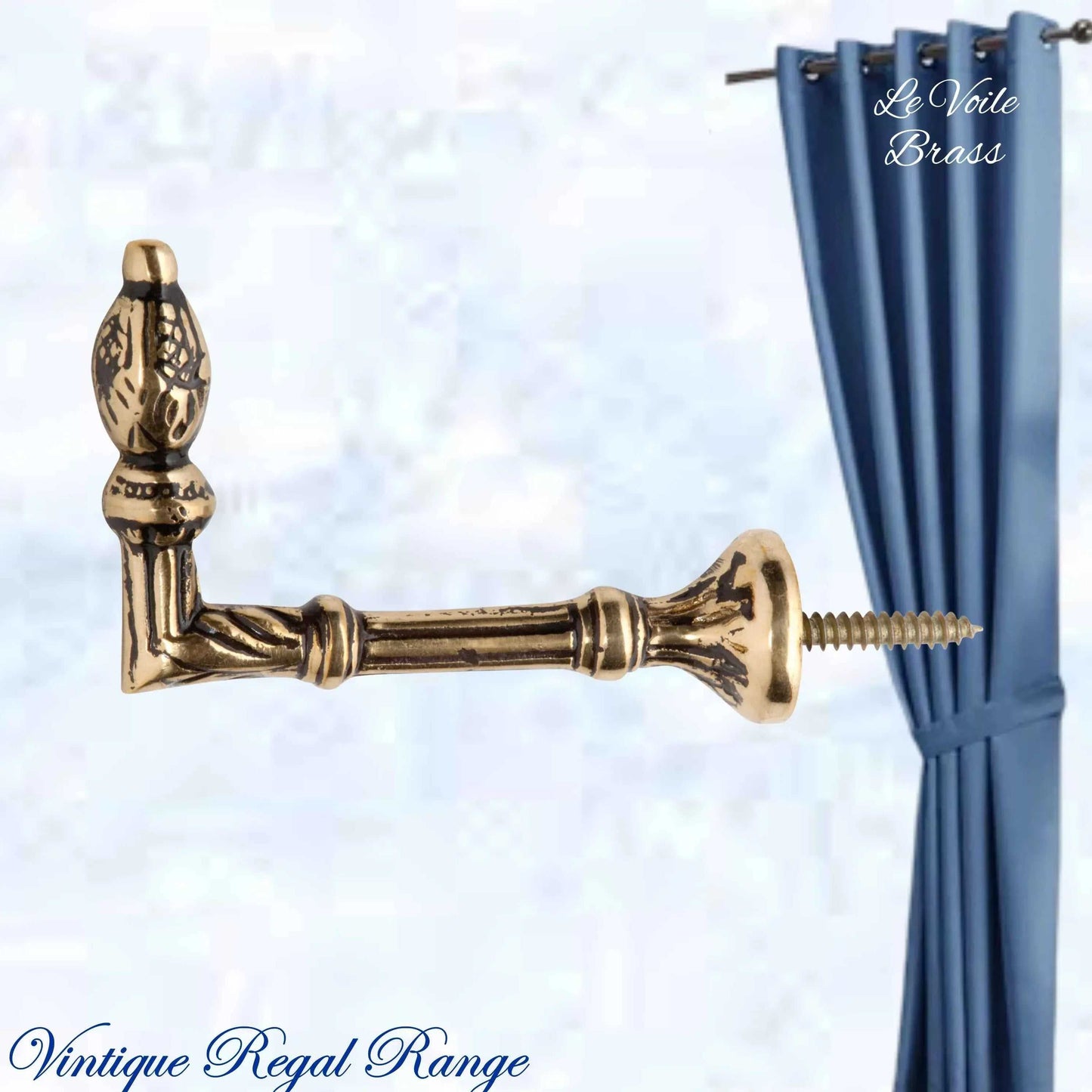 Le Voile Hook or Curtain Tie Back Polished Brass 70mm - Vintique Concepts