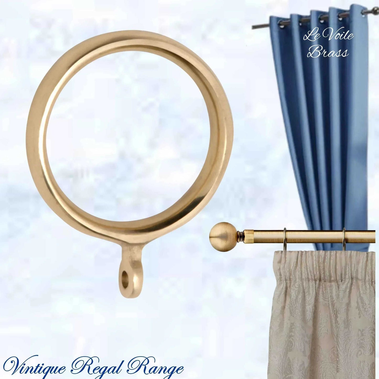 Le Voile Polished Brass Curtain Ring-25mm int dia - Vintique Concepts