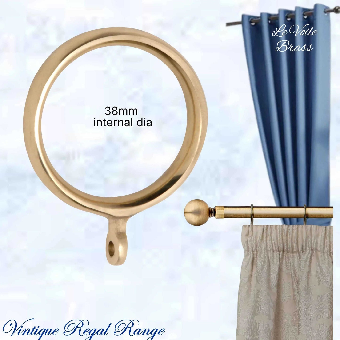 Le Voile Polished Brass Curtain Ring-38mm int dia - Vintique Concepts