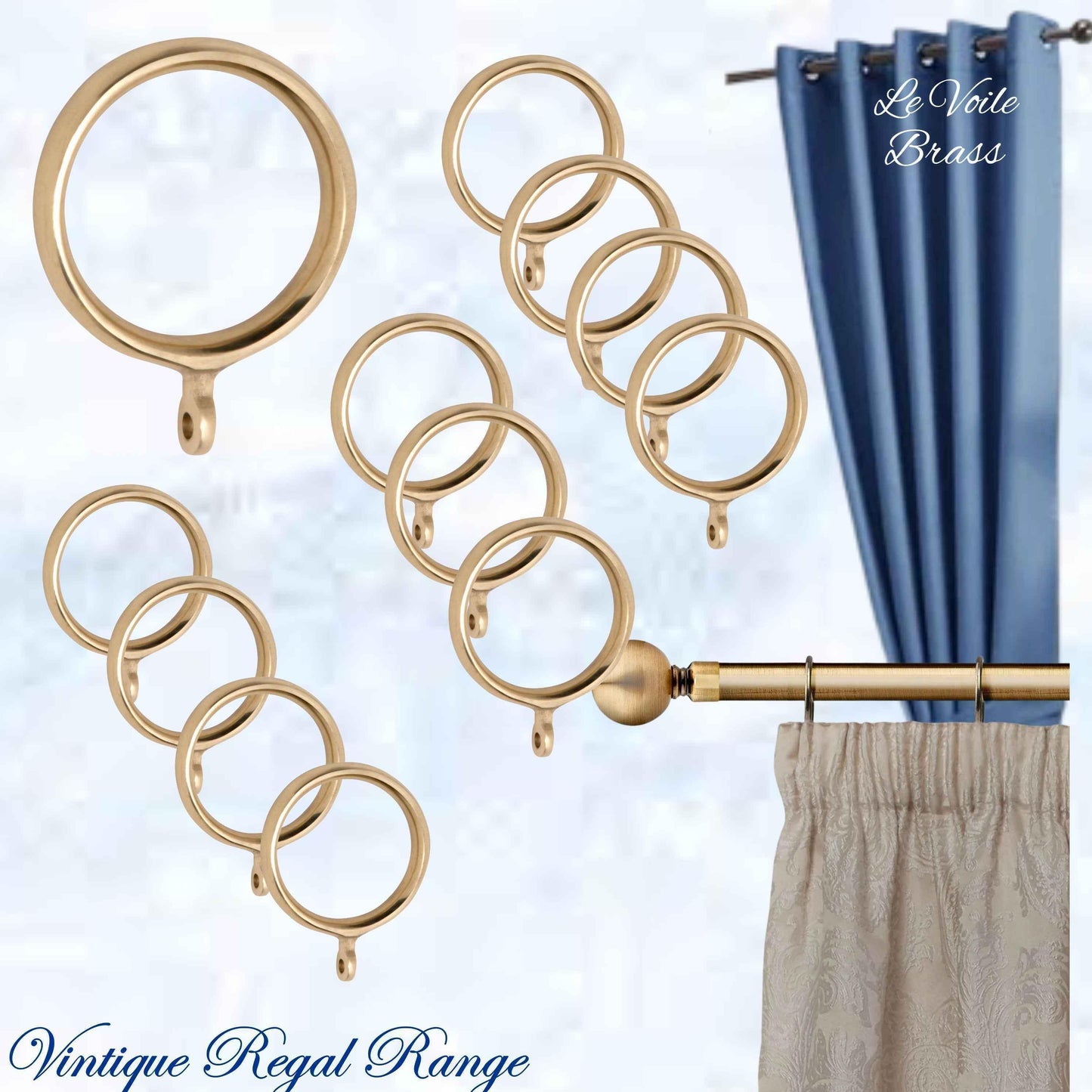 Le Voile Polished Brass Curtain Ring-25mm int dia - Vintique Concepts